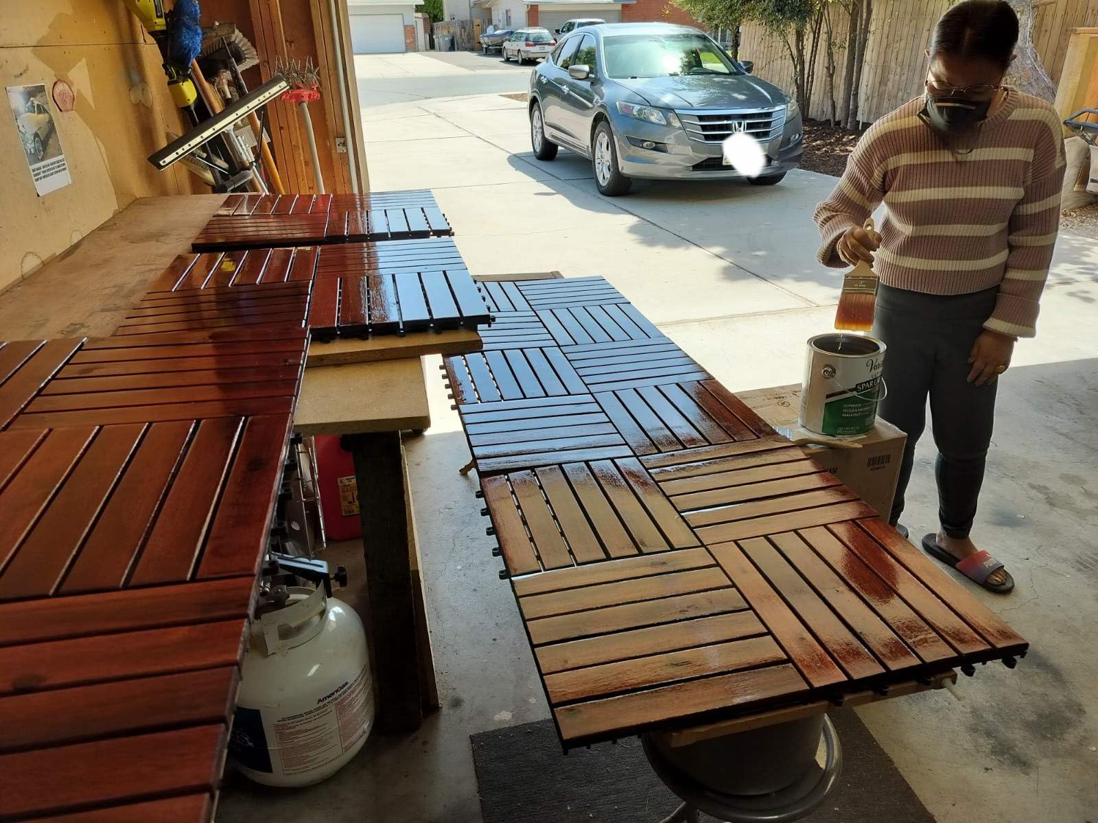 PrimeZone 54 PCS Solid Acacia Wood Interlocking Patio Deck Tiles Outdoor customer photo 1