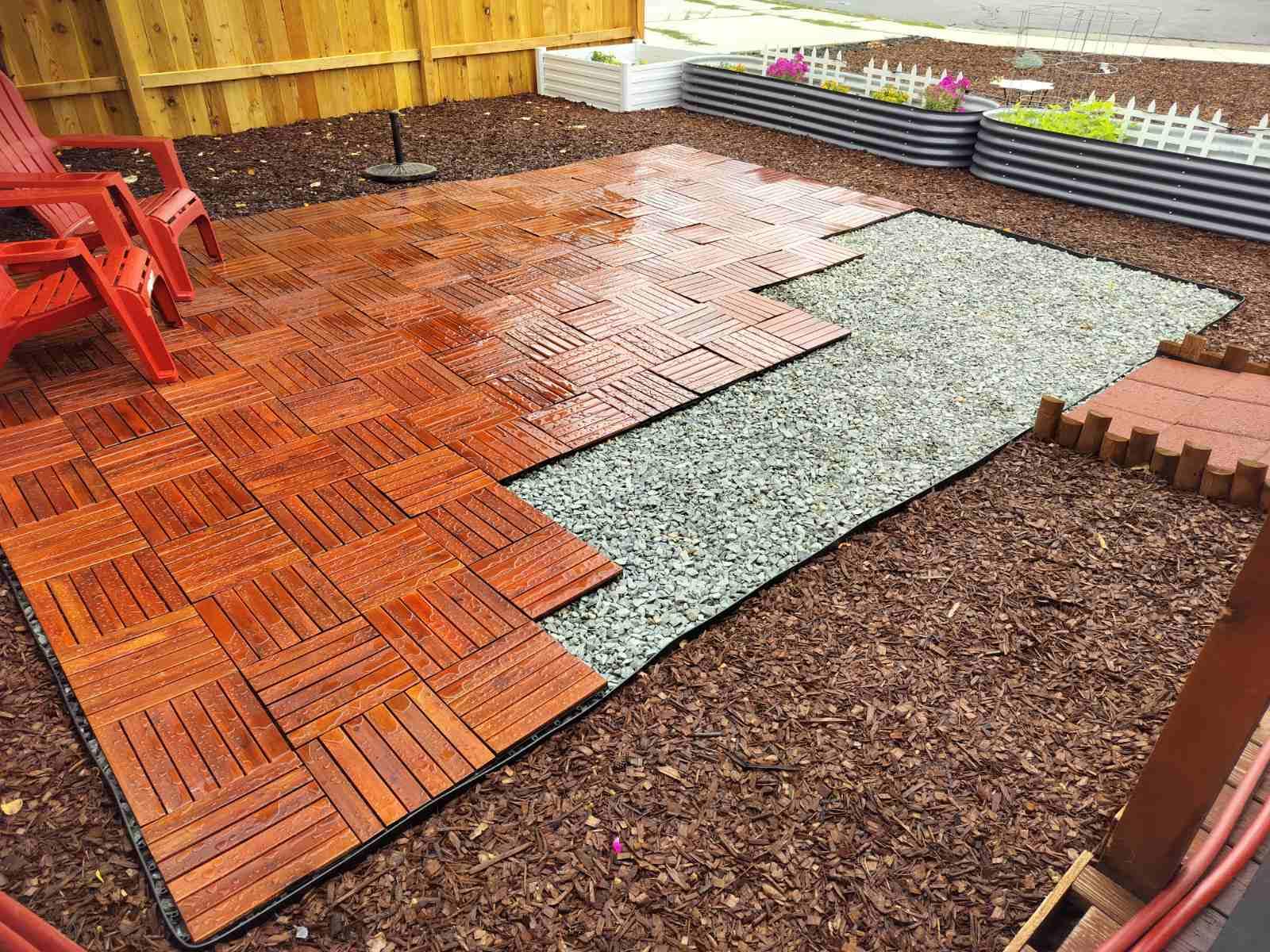 PrimeZone 54 PCS Solid Acacia Wood Interlocking Patio Deck Tiles Outdoor customer photo 2