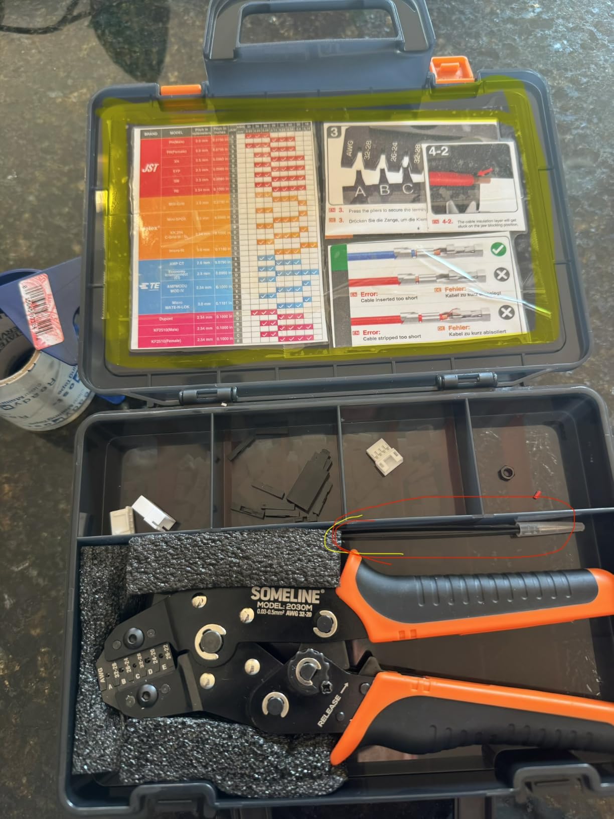 SOMELINE Crimp Tool Connector Kit, JST-XH 2.5mm and Dupont 2.54mm Connector Set, 21 Types of Connectors, 30-20 AWG Ratcheting Crimper for JST Series, KF2510, Molex, AMP EI Series customer photo 2