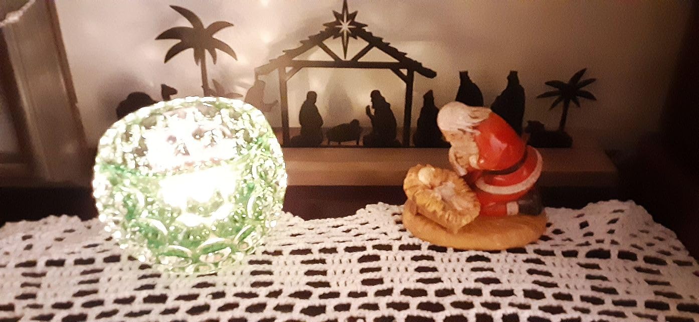 Pinkunn Metal Nativity Scene Desktop, Black Nativity Set for Christmas | Nativity Set and Figures with Wood Base, Christmas Shelf Decor Indoor, Home Table Mantel Display, Easy to Assemble customer photo 2