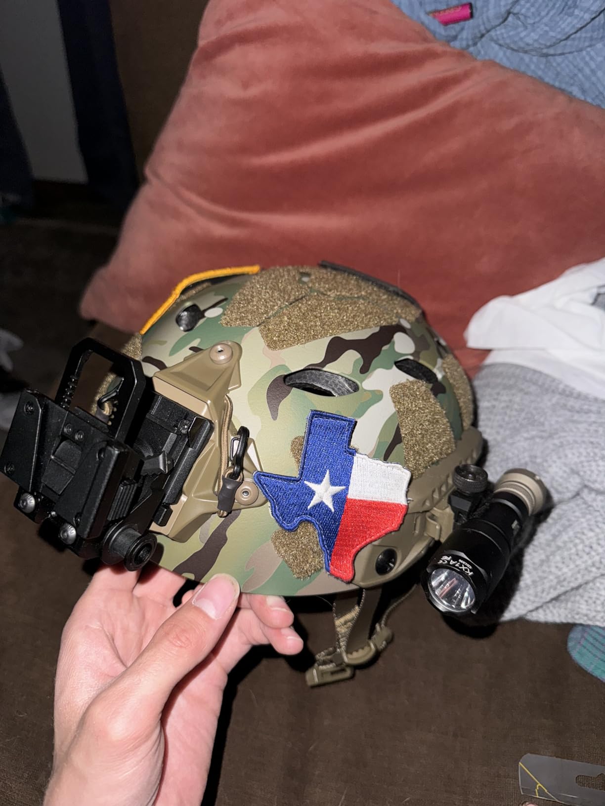 Lightweight Airsoft Helmet, High Cut Integrated Helmet with NVG Mount Base, Side Rails,Pre-Slotted Headset Strap for Outdoor Sports, CS customer photo 1