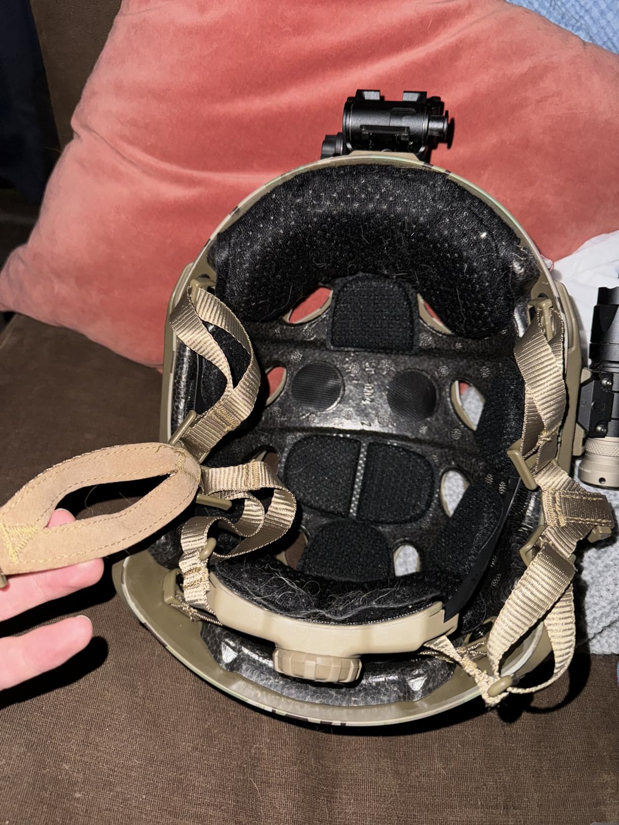 Lightweight Airsoft Helmet, High Cut Integrated Helmet with NVG Mount Base, Side Rails,Pre-Slotted Headset Strap for Outdoor Sports, CS customer photo 2