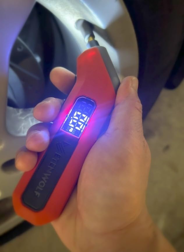ETENWOLF T300 Plus Tire Pressure Gauge 3-200 PSI with Presta Valve Adaptor | Replaceable AAA Batteries, ANSI B40.7 Grade 2A (±0.5%) Accuracy, Digital Tire Gauge with Bright LED Display, Vivid Orange customer photo 2