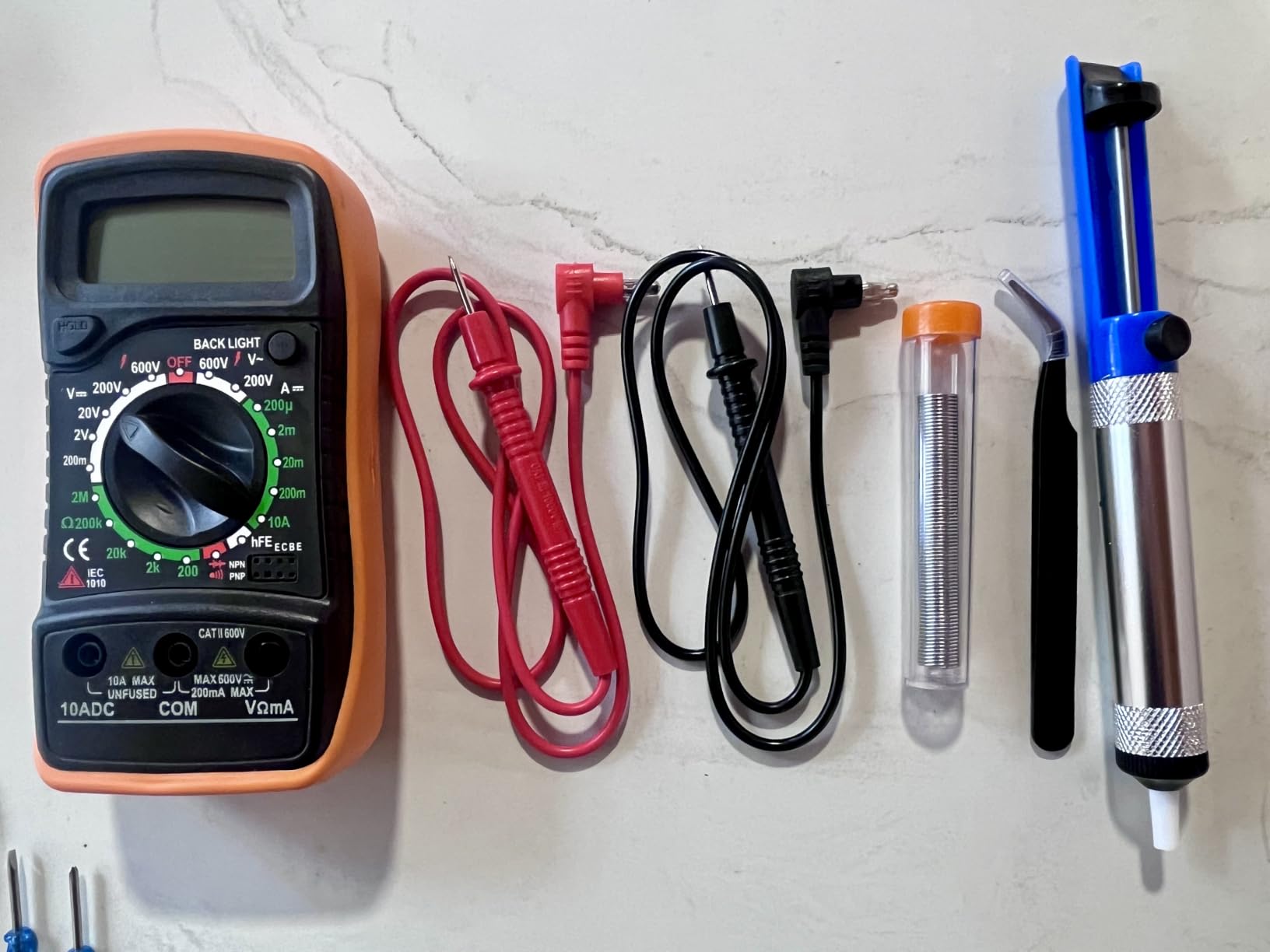 Soldering Iron Kit, 60W 110V Soldering Iron Adjustable Temperature, Desoldering Pump, 5 Solder Tips, Solder Wire, Stand, Solder Wick. customer photo 1