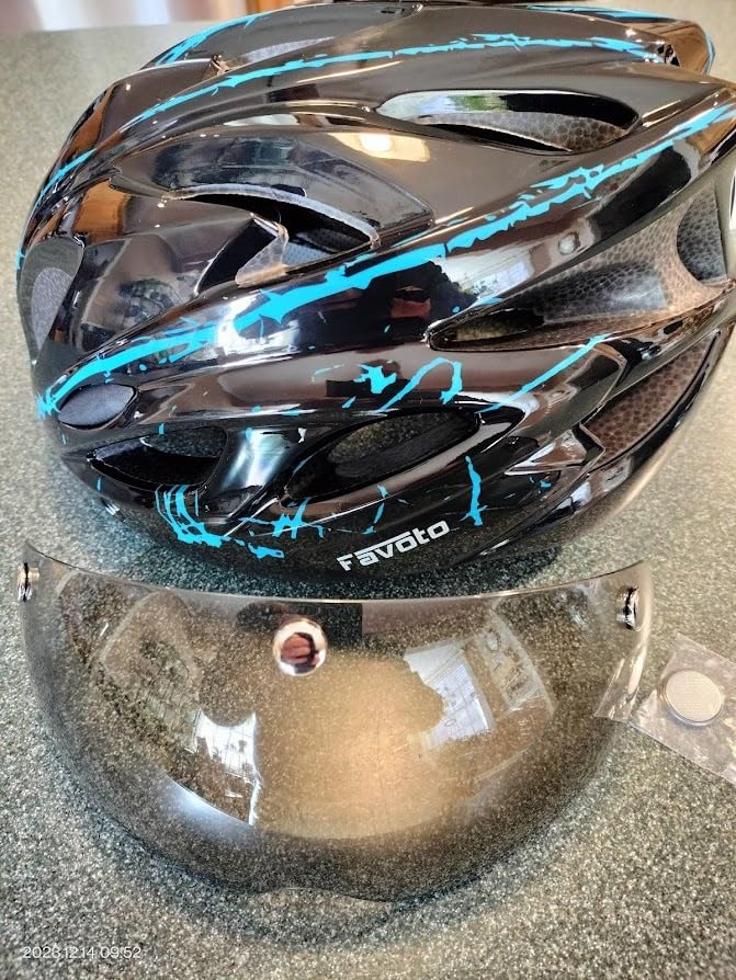 Favoto Bike Helmet Adult Men Women, Cycling Bicycle Helmet, Titanium, M | Meets CPSC Standard, Magnetic Goggles for Sun and Rain, Type-C Rear Light, Sturdy EPS 300g, 14 Cooling Vents, Road Commuter customer photo 1