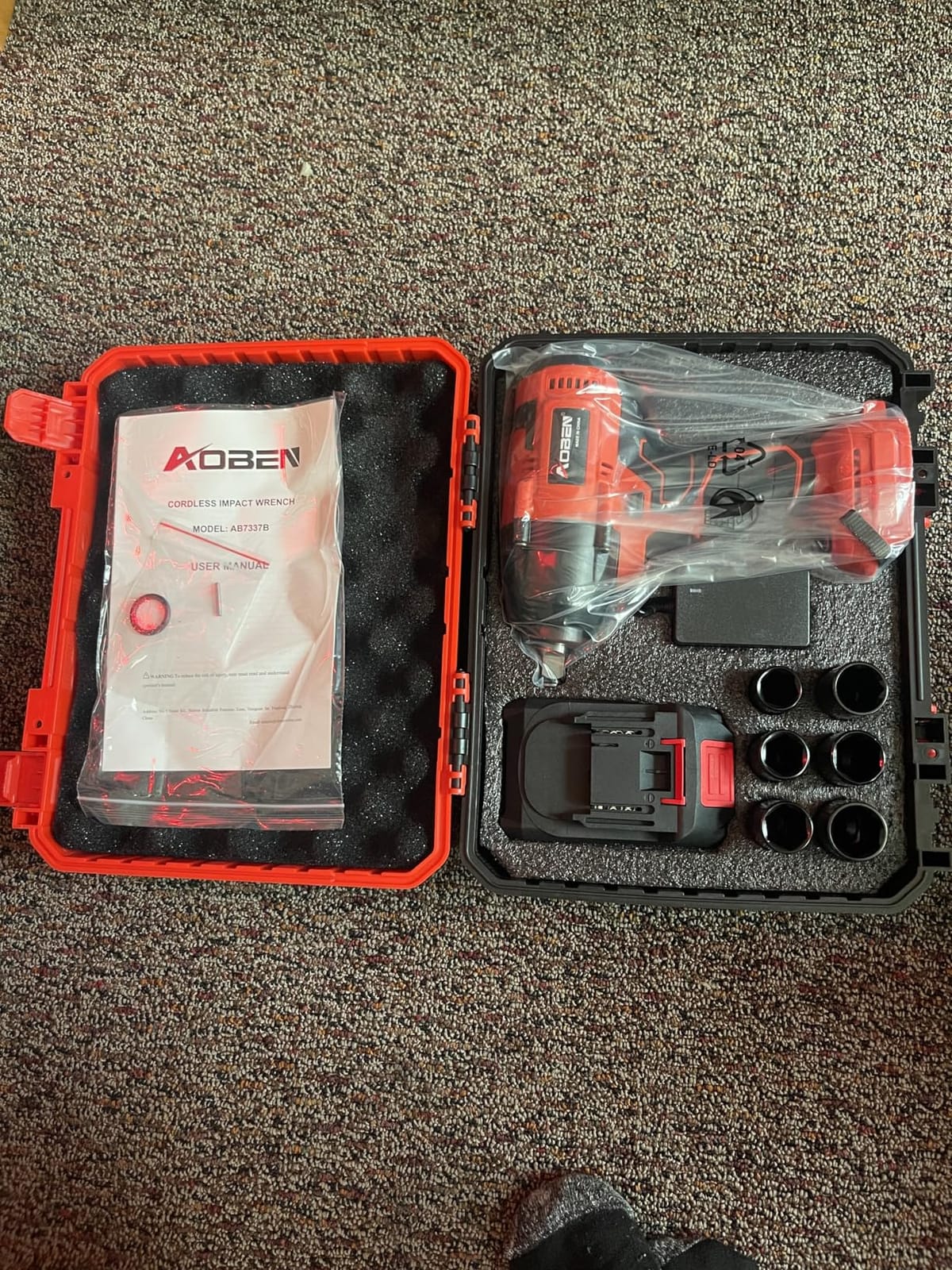 AOBEN Cordless Impact Wrench 1/2 Inch, Power Impact Gun Kit, Max 600N. M/450Ft-lbs High Torque Electric Impact Driver for Car RV Tire, 4.0Ah Battery, Charger, 6 Sockets & Storage Tool Case customer photo 1