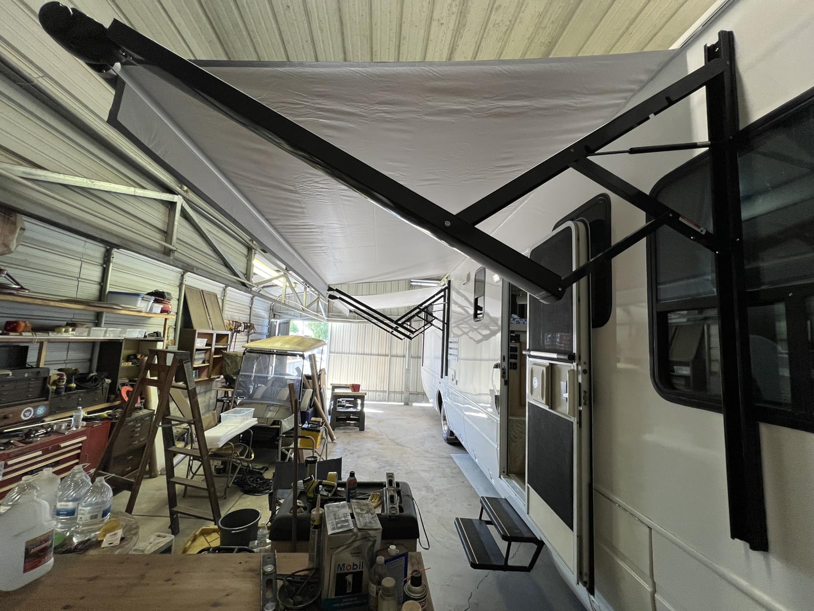 Black Electric Power RV Awning Frame and Fabric Assemblies Full Set for RV,5th Wheel,Travel Trailers,Toy Haulers,and Motorhome RV Trailer Awning for Home or Camper (18Feet, Black Solid) customer photo 1