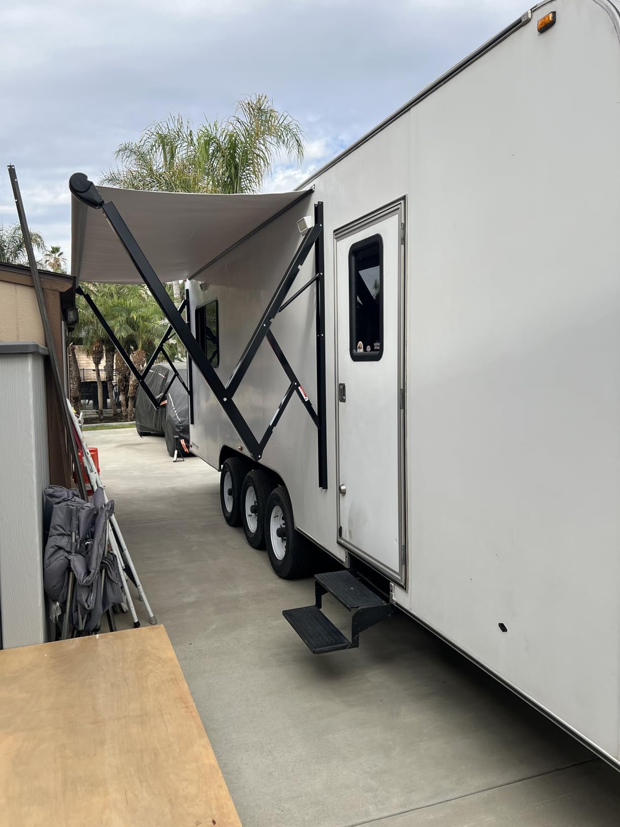 Black Electric Power RV Awning Frame and Fabric Assemblies Full Set for RV,5th Wheel,Travel Trailers,Toy Haulers,and Motorhome RV Trailer Awning for Home or Camper (18Feet, Black Solid) customer photo 2