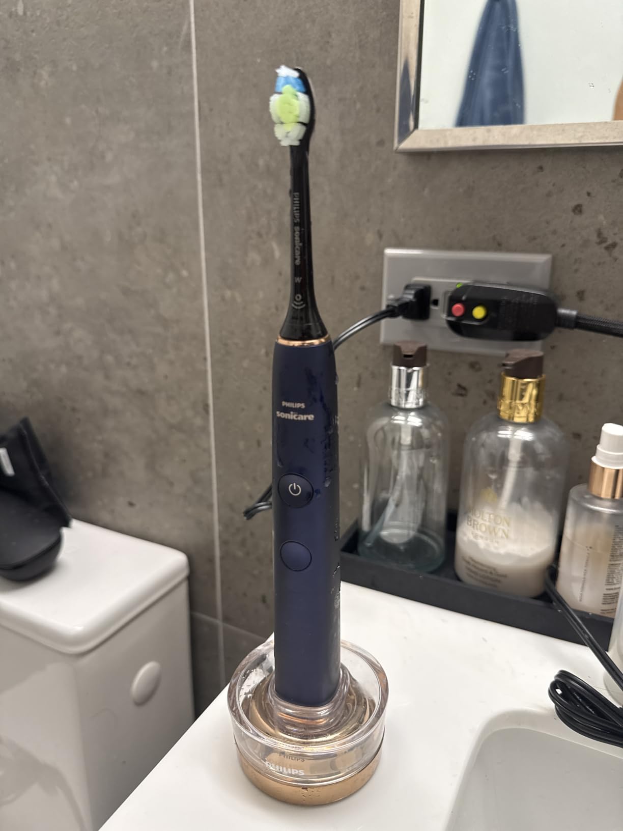 Philips Sonicare DiamondClean 9750 Electric Toothbrush, 4 Brush Heads, Blue | 2000% More Plaque Removal, Visual Pressure Sensor, 15 Brush Setting, App Connected, 14-Day Battery, Charging Case, HX9954/74 customer photo 1