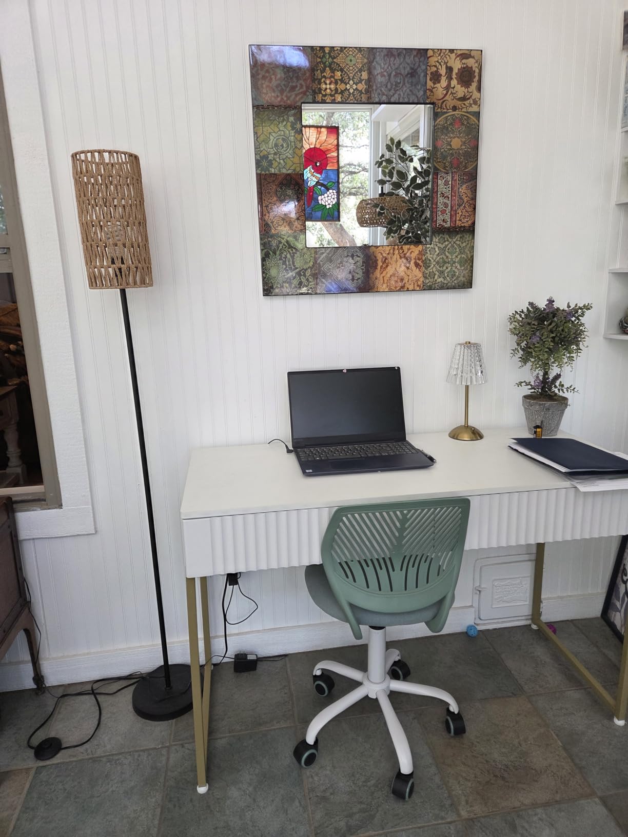 Ruiever Floor Lamp for Living Room, Farmhouse Rattan Floor Lamp, Modern Standing Lamp with Hand-Worked Rattan Shade, Black Tall Lamp with Foot Switch for Bedroom, Kids Room, Office, LED Bulb Included customer photo 2