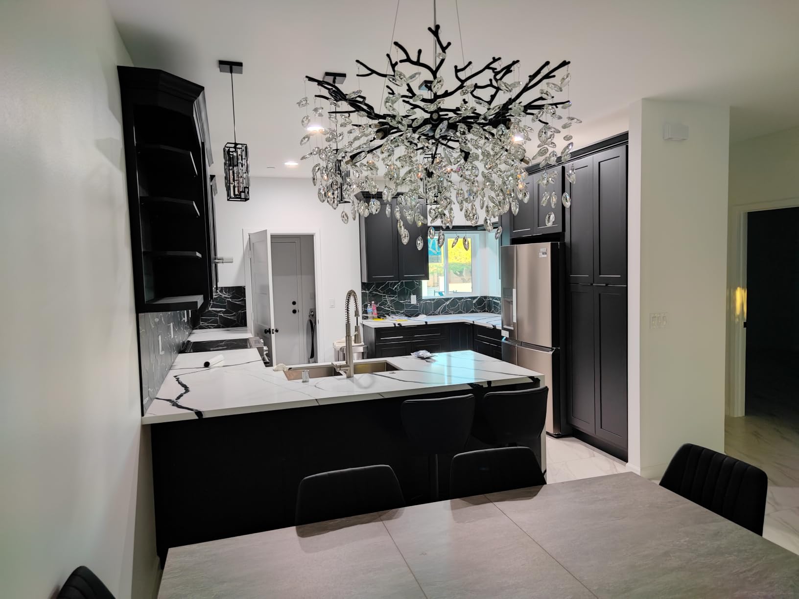 118'' Long Chandelier for High Ceiling, 28-Light Luxury Gold Tree Branch Crystal Chandelier, Large Chandeliers for High Ceilings Staircase Foyer Entryway, 5-Tier Modern K9 Crystal Raindrop Fixture customer photo 1