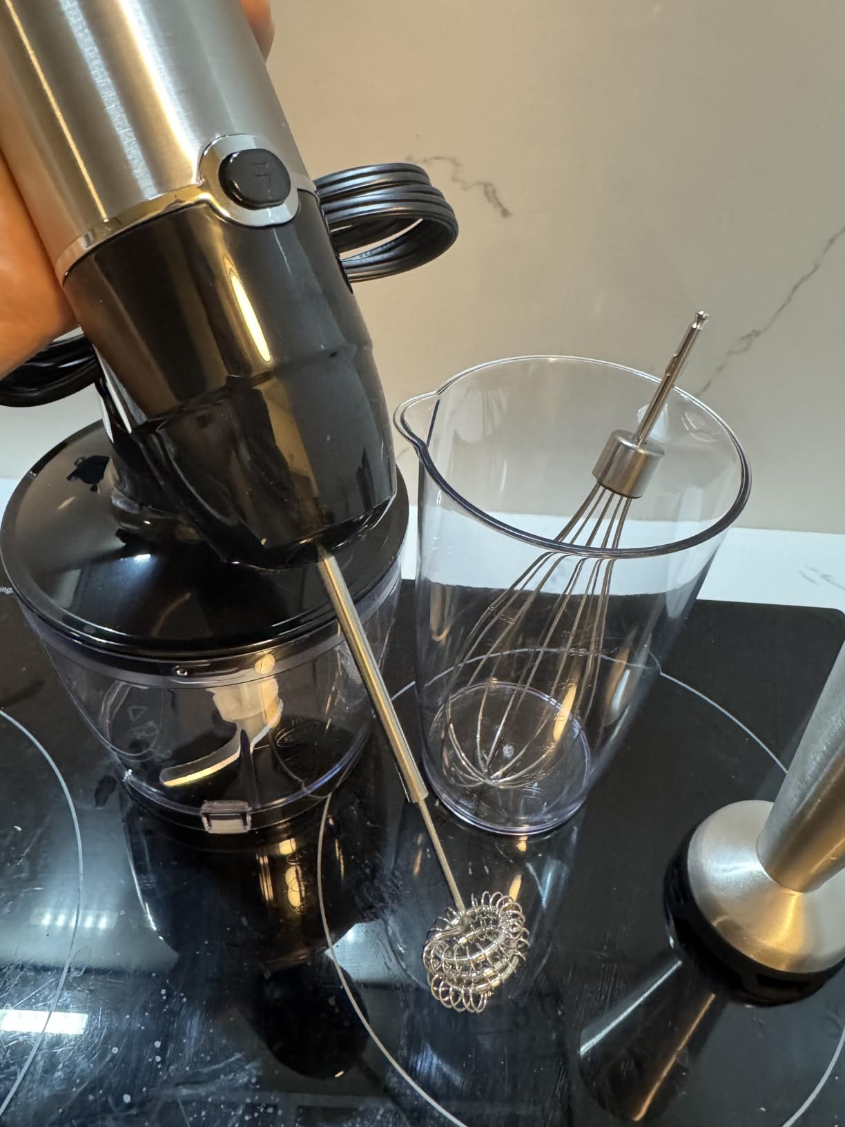 Turelar Immersion Blender Handheld Corded, 1100W 5 in 1 Hand Blender Set | Trigger Variable Speed, Emulsion Stick Mixer with Food Processor, Whisk, Frother, for Soup, Puree, Baby Food, Anti-scratch customer photo 1