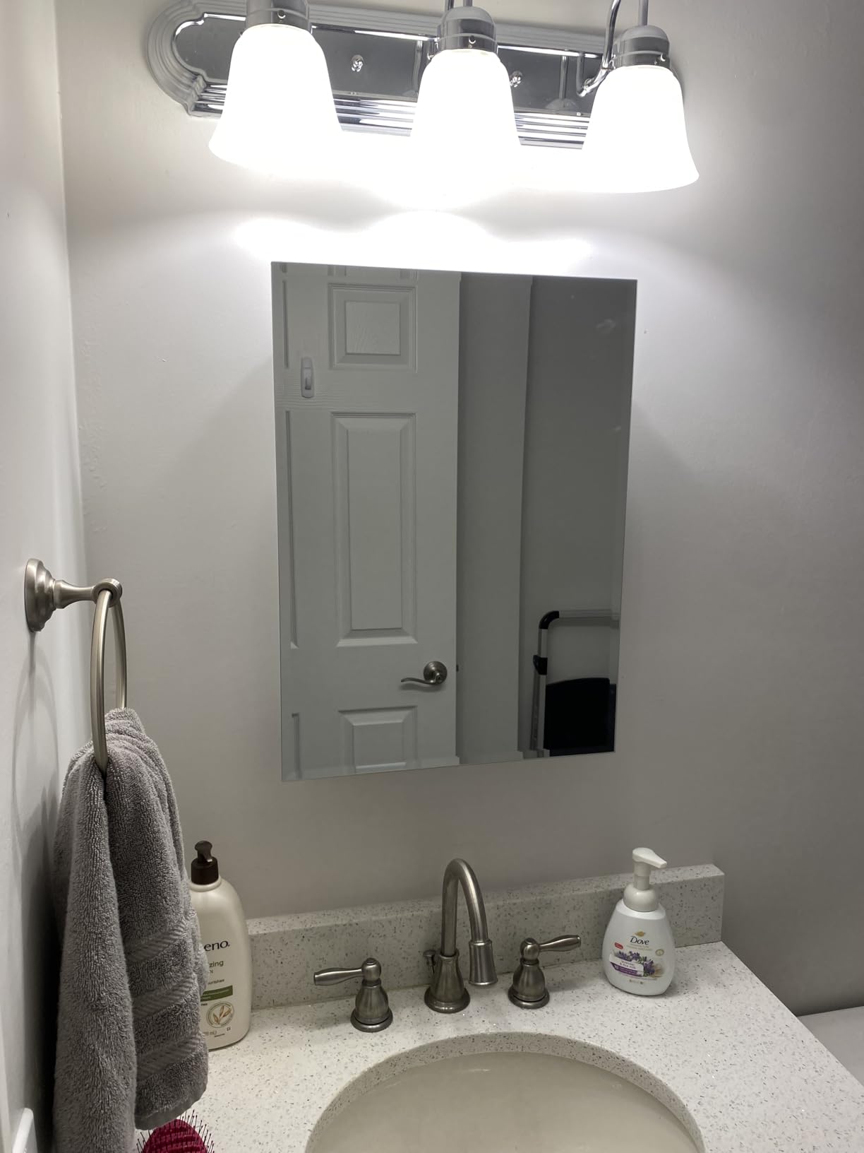 IDYLLOR Plastic Medicine Mirror Cabinet for Bathroom 16 x 20 inch, Surface and Recessed Mount customer photo 2