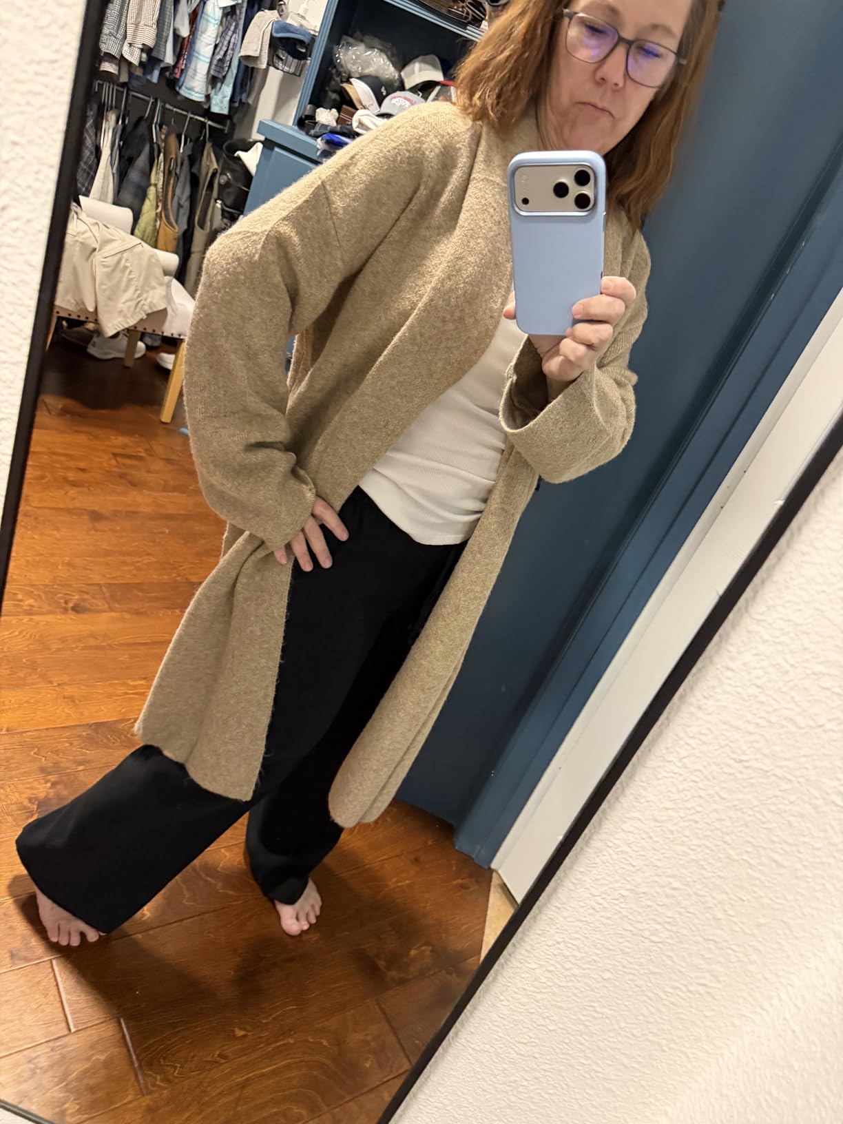 Delma Full Length Mirror with Stand, Black Floor Mirror | Aluminium alloy frame with HD float glass for distortion-free reflection. Free standing or wall mounted. customer photo 1
