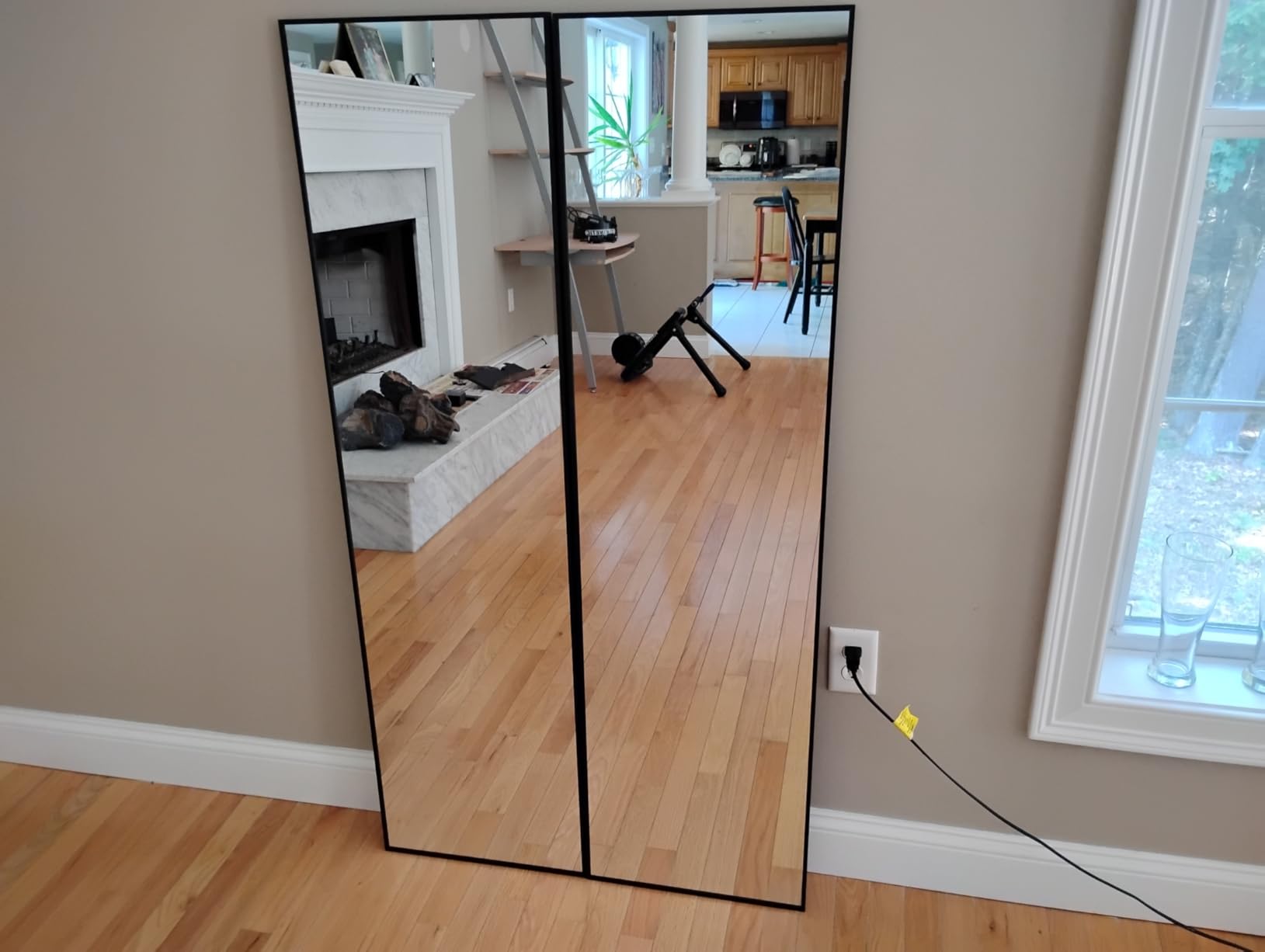 Delma Full Length Mirror with Stand, Black Floor Mirror | Aluminium alloy frame with HD float glass for distortion-free reflection. Free standing or wall mounted. customer photo 2