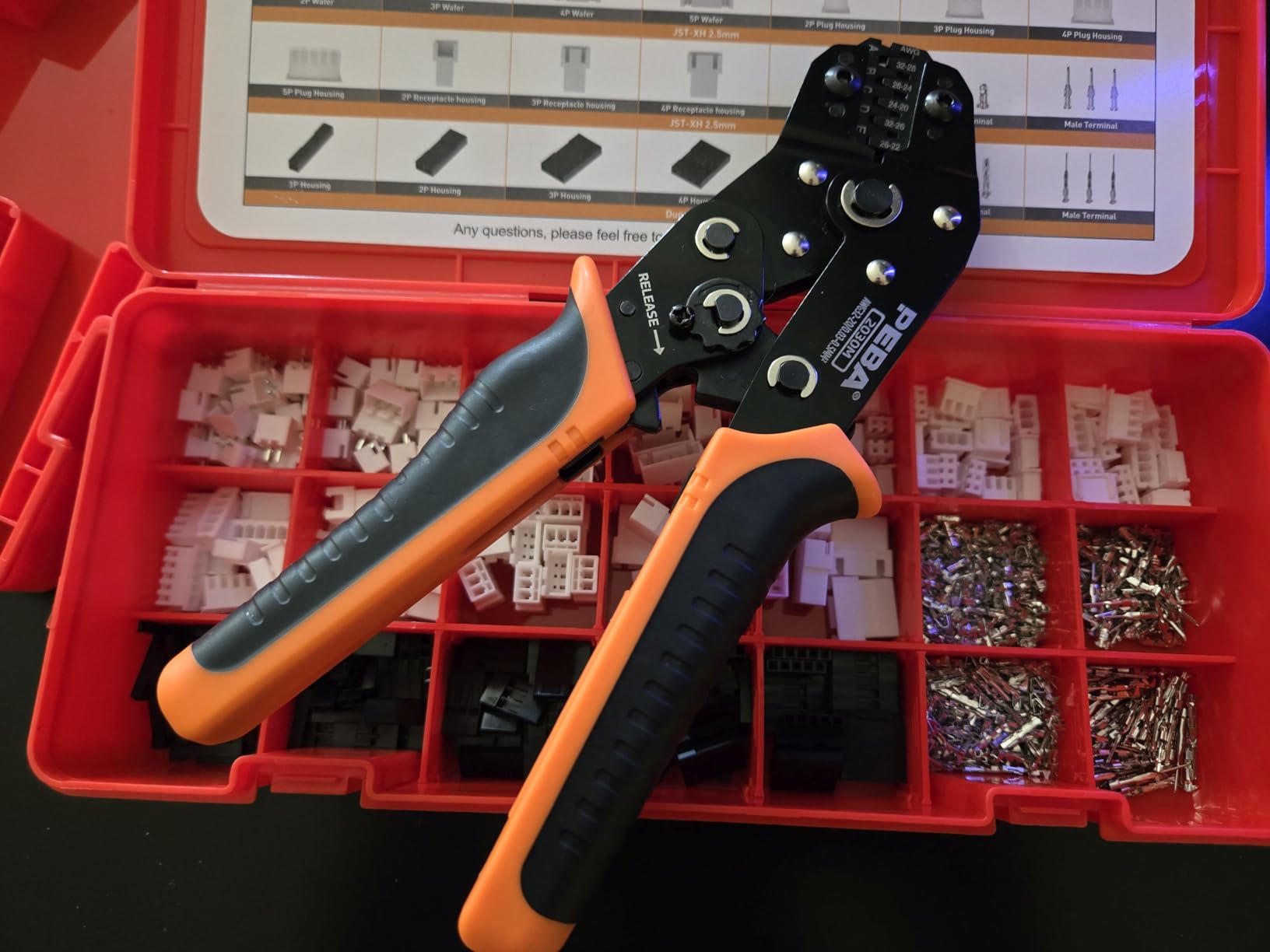 PEBA Crimping Tool and Dupont Connector Kit - 21 Types of 2.54mm Dupont Connectors & Crimp Pins, 2.5 mm JST-XH Contacts and Housings, for DIY Electronics - Suitable for AWG 32-20 Wires customer photo 2