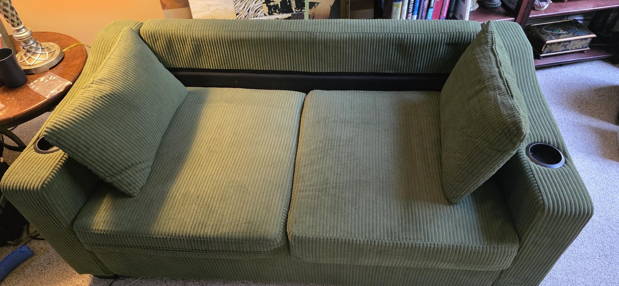 Full Size Pull Out Sleeper Sofa Bed, Pullout Loveseat Couch Bed, Beige customer photo 1