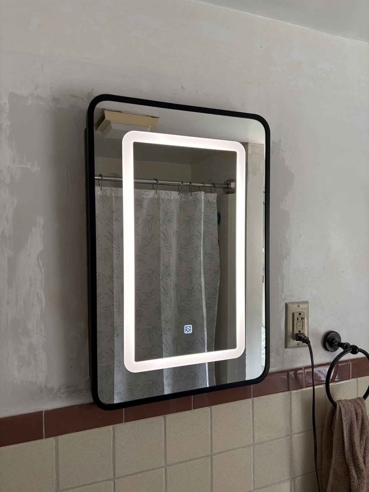 APRILSOUL 24x30 Inch Lighted Bathroom Medicine Cabinet with Mirror, Gold Recessed or Surface Mount Medicine Cabinet Mirror with Storage and LED Lights, 3 Colors Temperature, Dimmable Light customer photo 1