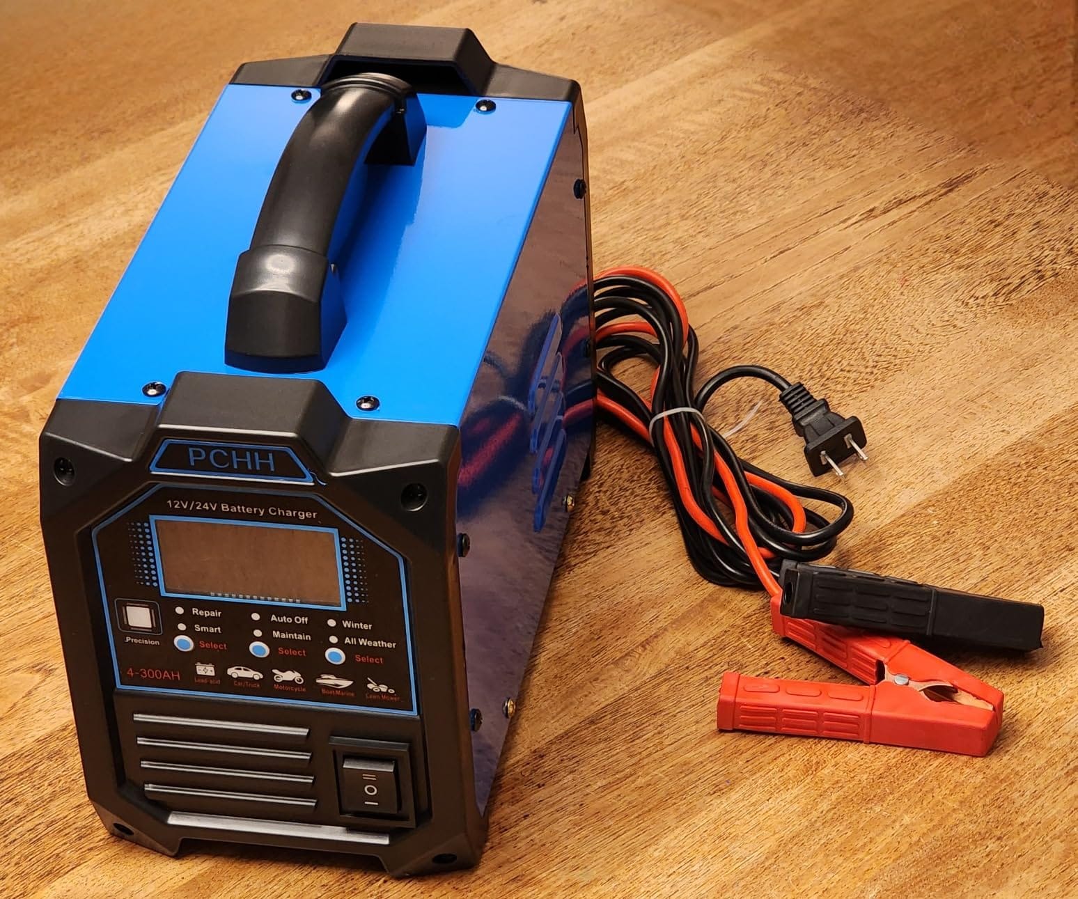 PCHH 12V 24V Car Battery Charger Heavy Duty, 0-15A Automatic Battery Maintainer, Smart Trickle Charger with Auto Shutoffs, Repair, Winter Mode, for Automotive Car Truck Motorcycle Lawn Mower Boat AGM customer photo 1