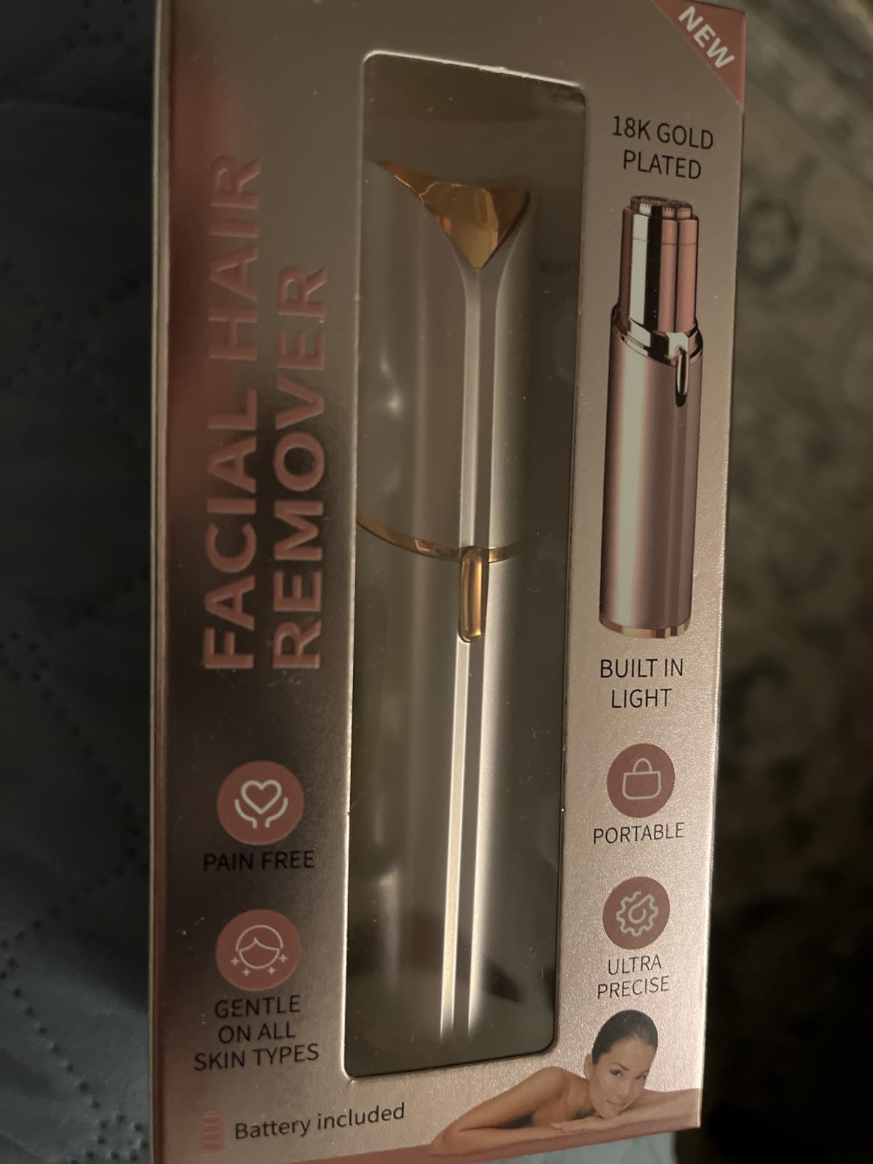 Facial Hair Remover for Women - as Seen on TV Painless Face Shaver - Electric Hair Removal Device for Face Lips Peach Fuzz with Light (Rose Gold) customer photo 2