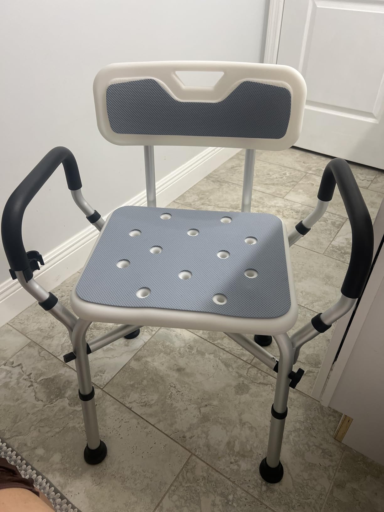 VFAUOSIT Shower Chair with Removable Arms and Back, 550 lb Adjustable Seat customer photo 2