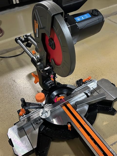 DOVAMAN Updated 10-Inch Sliding Miter Saw, Multi-Material Cutting w/ 3 x TCT Blades, Ambidextrous Operation, 5000/3200RPM Speed, Laser Guide, 0-45° Bevel Cut, Max Cut 3.5x13.4in, 9 Positive Stops customer photo 2