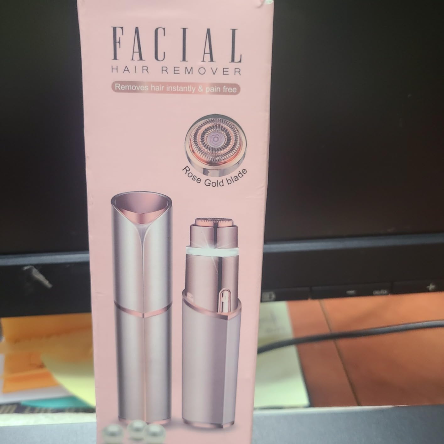 Facial Hair Remover for Women, Rechargeable, 2 Replacement Heads | LED face shaver for upper lip, chin, cheeks, and peach fuzz; compact USB charging design for home and travel customer photo 2