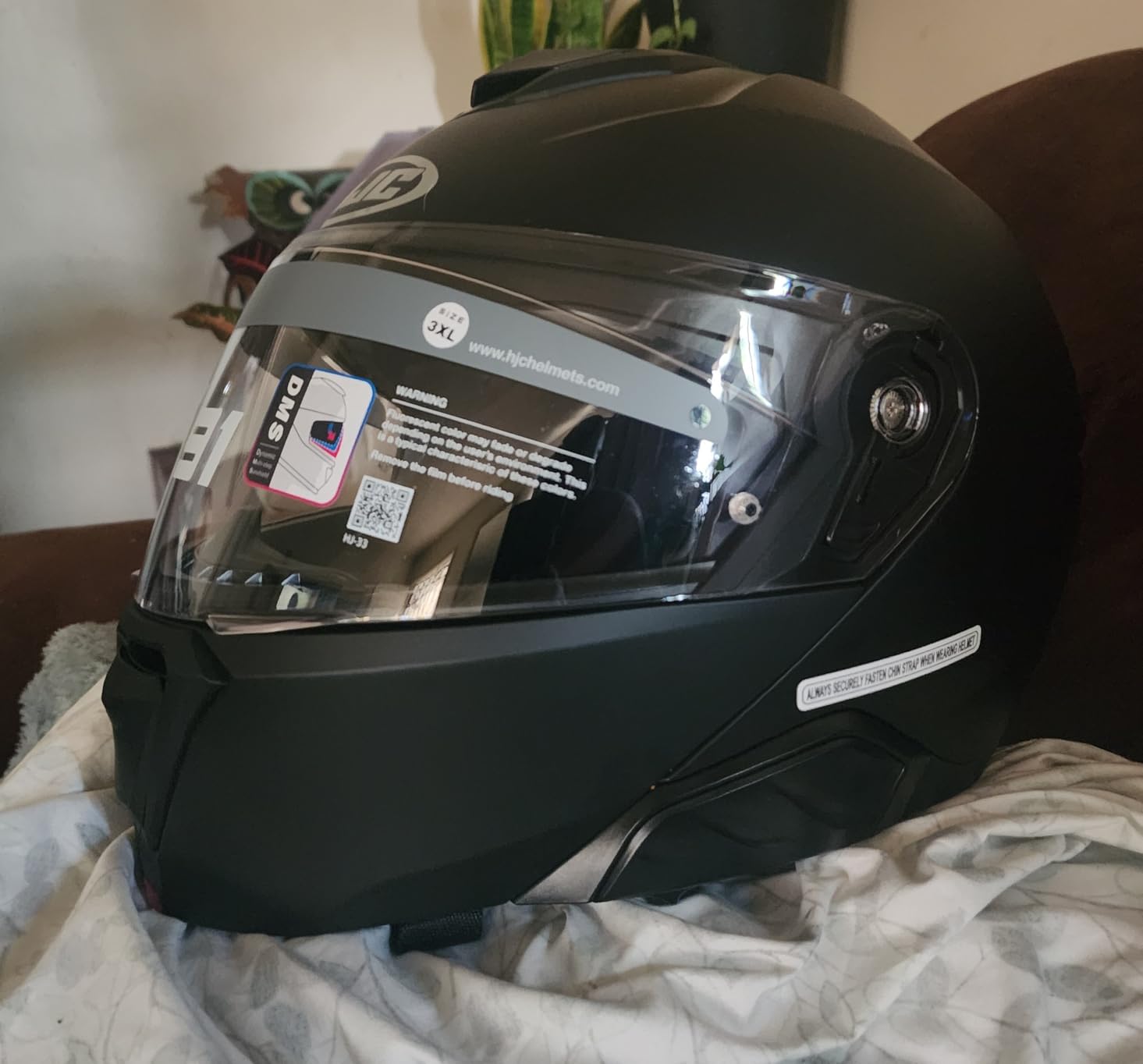 HJC i91 Solid Modular Motorcycle Helmet with HJ-33 Pinlock Shield, DOT Approved (Semi Flat Metallic Blue, X-Large) customer photo 1