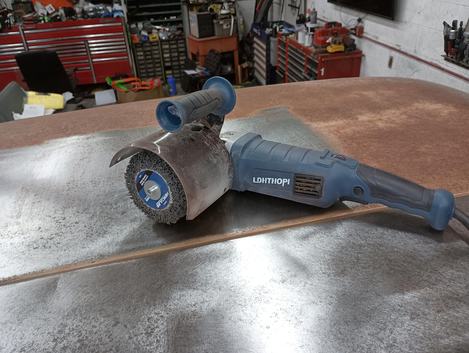 LDHTHOPI 1800W Burnishing Polishing Machine, 110V Handheld Electric Stainless Steel Polisher, 8 Variable Speed, 3100RPM for Metal, Stainless Steel, Wood customer photo 2