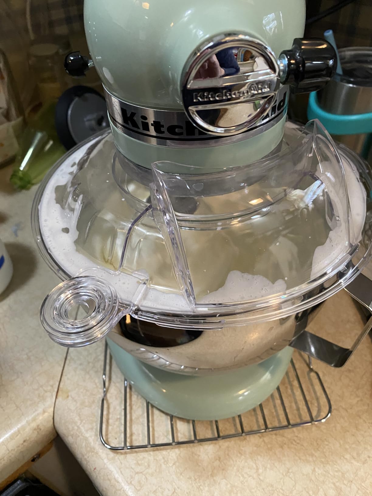 Pouring Shield for KitchenAid Tilt Head 4.5-5QT Stainless Steel, Mixer Bowl Safety Pouring Chute & Splatter Guard, Flour Funnel customer photo 1