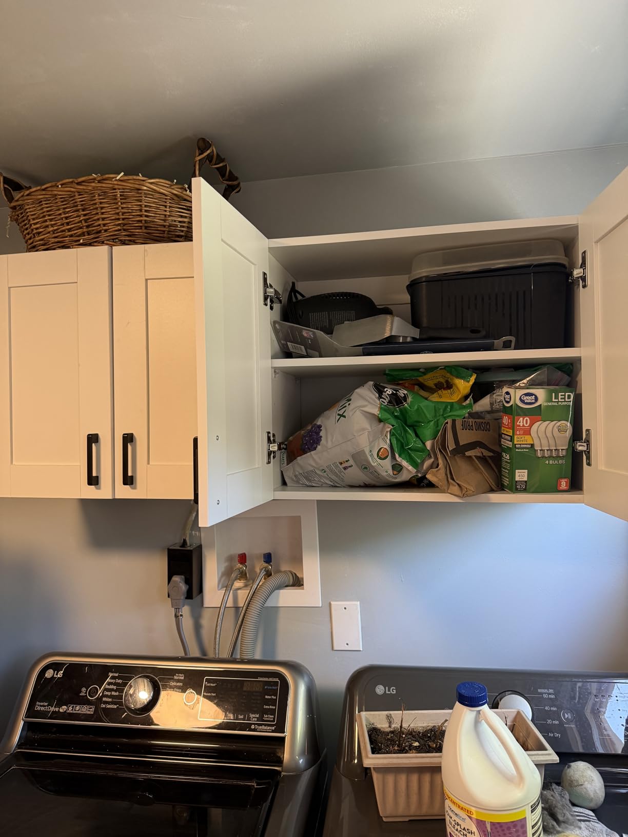 White Laundry Room Cabinets and Storage with 4 Doors and Utility Adjustable Shelf, Gabinetes Para Cocina Cupboard Kitchen Organizers and Storage Pantry Wall Mounted 12.4