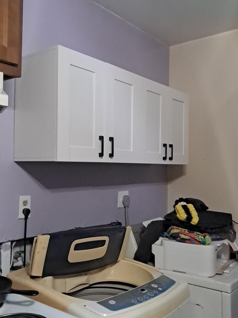 White Laundry Room Cabinets and Storage with 4 Doors and Utility Adjustable Shelf, Gabinetes Para Cocina Cupboard Kitchen Organizers and Storage Pantry Wall Mounted 12.4