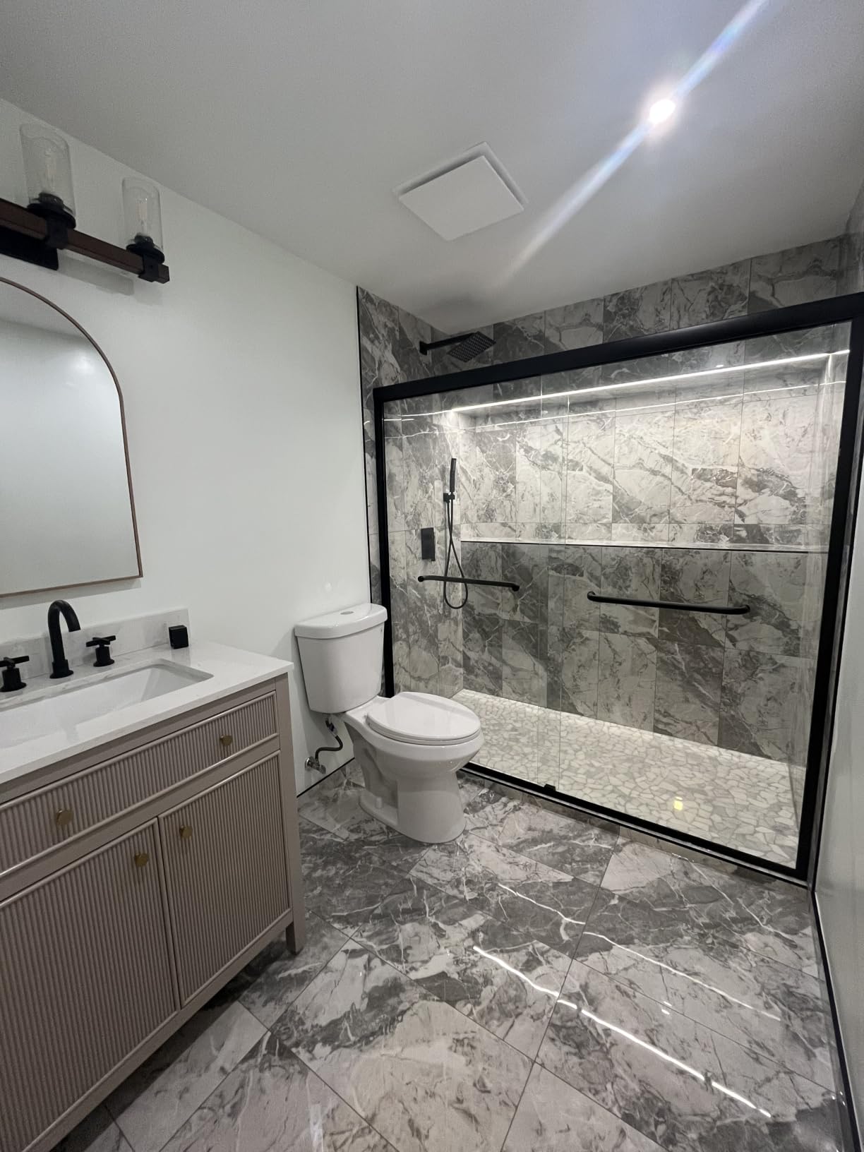 GETPRO Sliding Tub Shower Door 56-60 in. W x 58 in. H Semi-Frameless Bypass Double Sliding Bathroom Glass Door for Tub,1/4 inch Clear Tempered Glass Bathtub Door Brushed Nickel customer photo 2