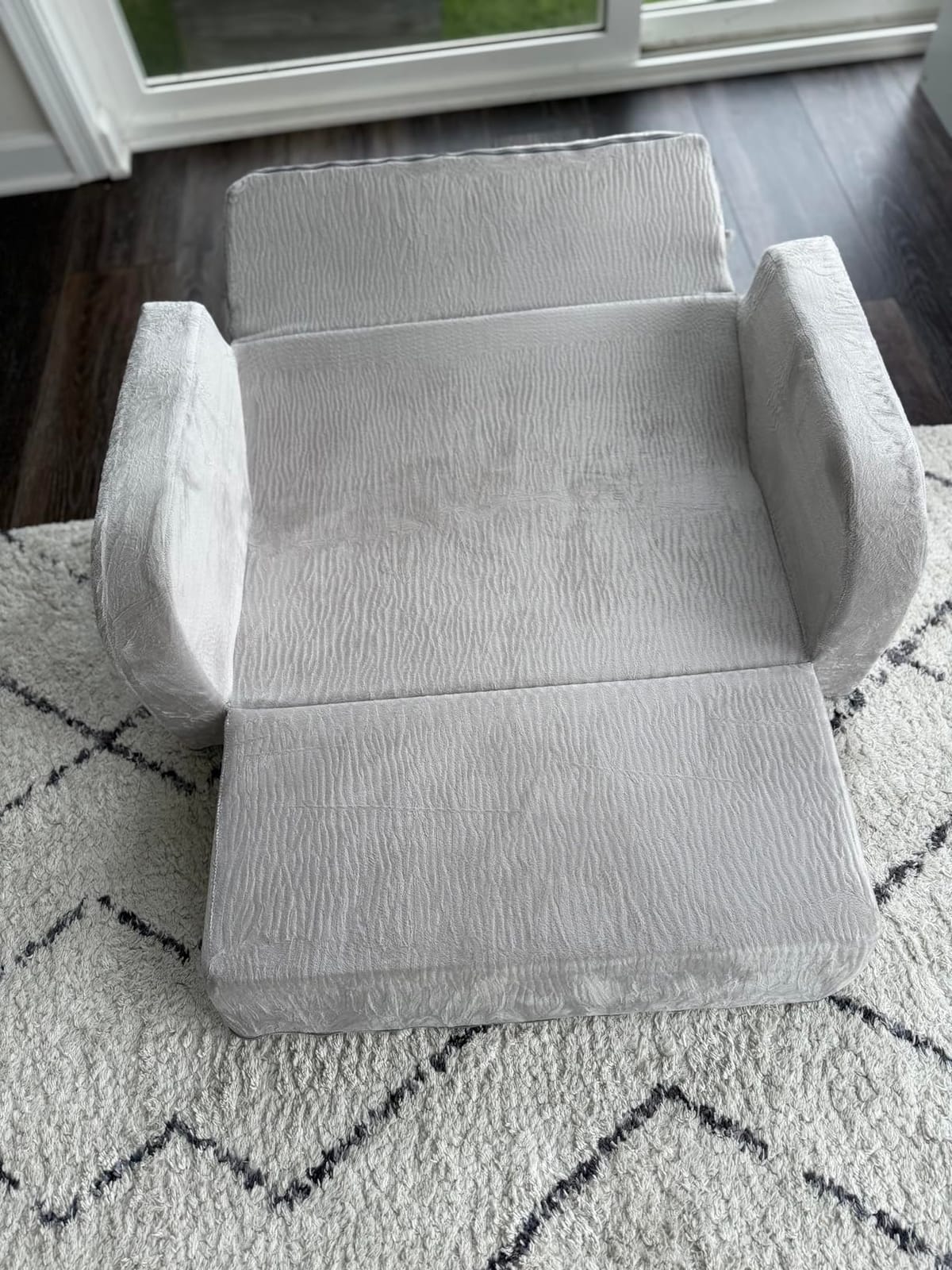 little dove 3-in-1 Extra Wide Convertible Kids Couch, Flip Open Kid Sofa, Machine-Washable Kid Couch for Girls, Kids Sofa for Fun Playtime, Gray customer photo 1