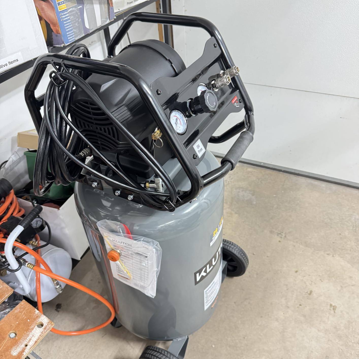 Klutch 60-Gallon Vertical Air Compressor, Single-Stage, 3.7 HP, 230V | Dependable compressed-air output, Demanding shop and garage air-tool use, Maintenance-friendly access customer photo 2