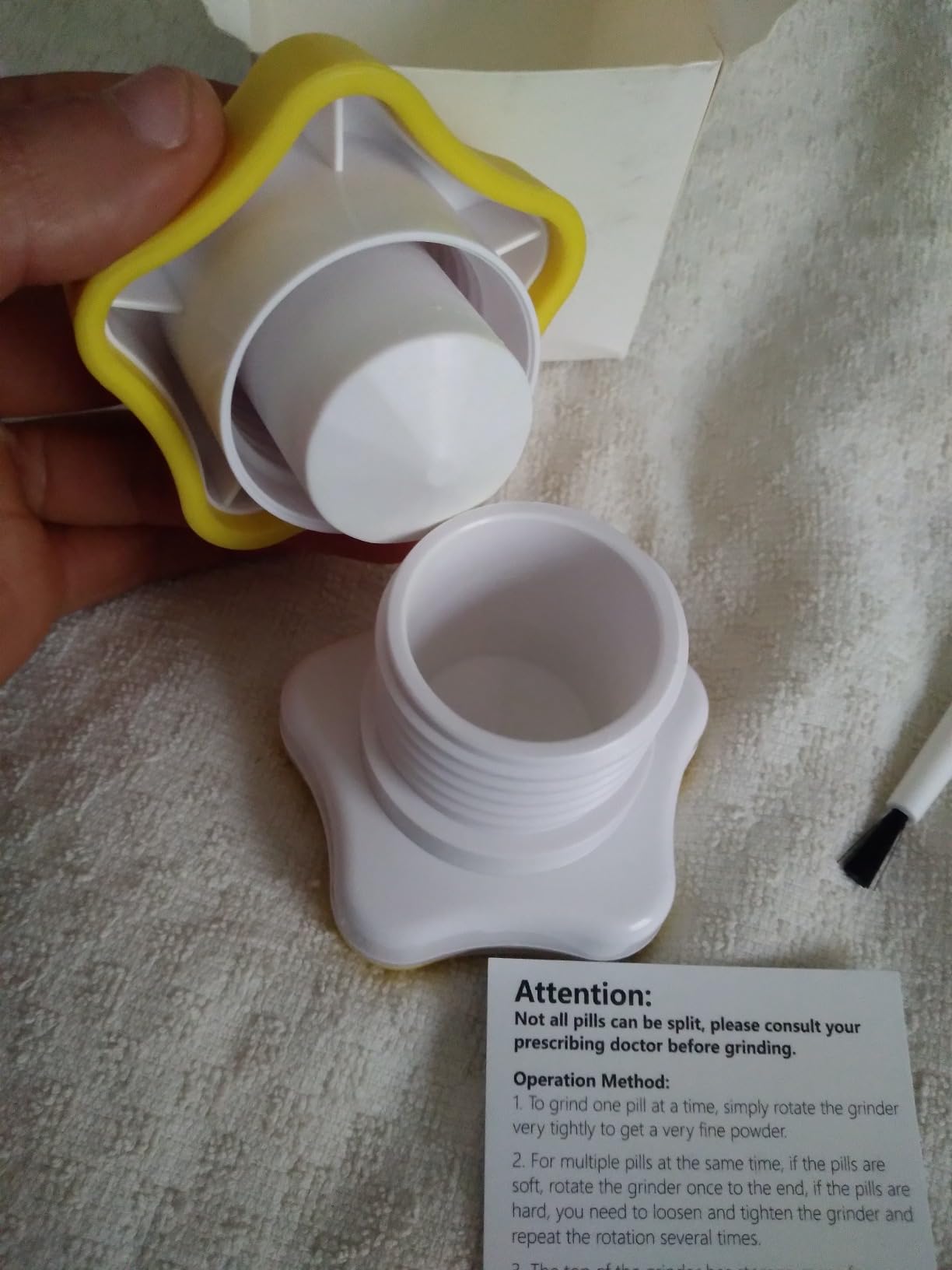 Pill Crusher Grinder Fine Powder Extremely Fine, Cleaning Brush (Cyan) | Storage Compartment. Pill Crushers for Elderly, Family and Pets. Silicone Edges. Grind Multiple Pills at Once customer photo 2