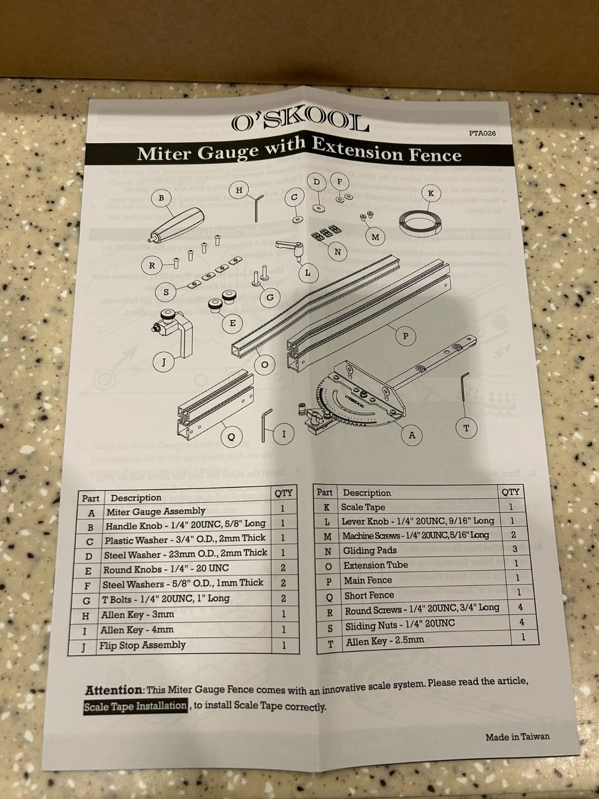 O'SKOOL Miter Gauge for Table Saw with 22-36 in Extension Fence | Flip Stop, 27 Positive Angle Stops, Reversible Fence Setup, and Zero Play Fit Adjustment, PTA026 customer photo 2