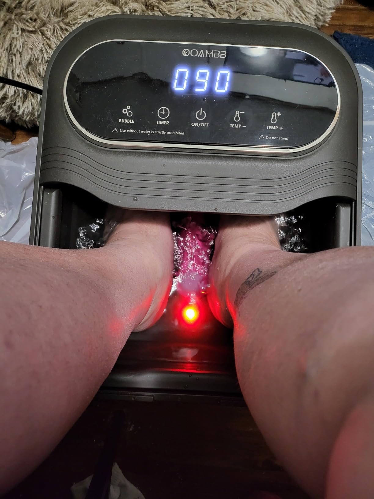 OOAMBB Collapsible Foot Spa with Heat, Bubble and Temp Control, Foot Bath Massager with XL Touch Screen and Massage Rollers, Foot Soaking Tub, Pedicure Foot spa for Stress Relief (Grey) customer photo 2