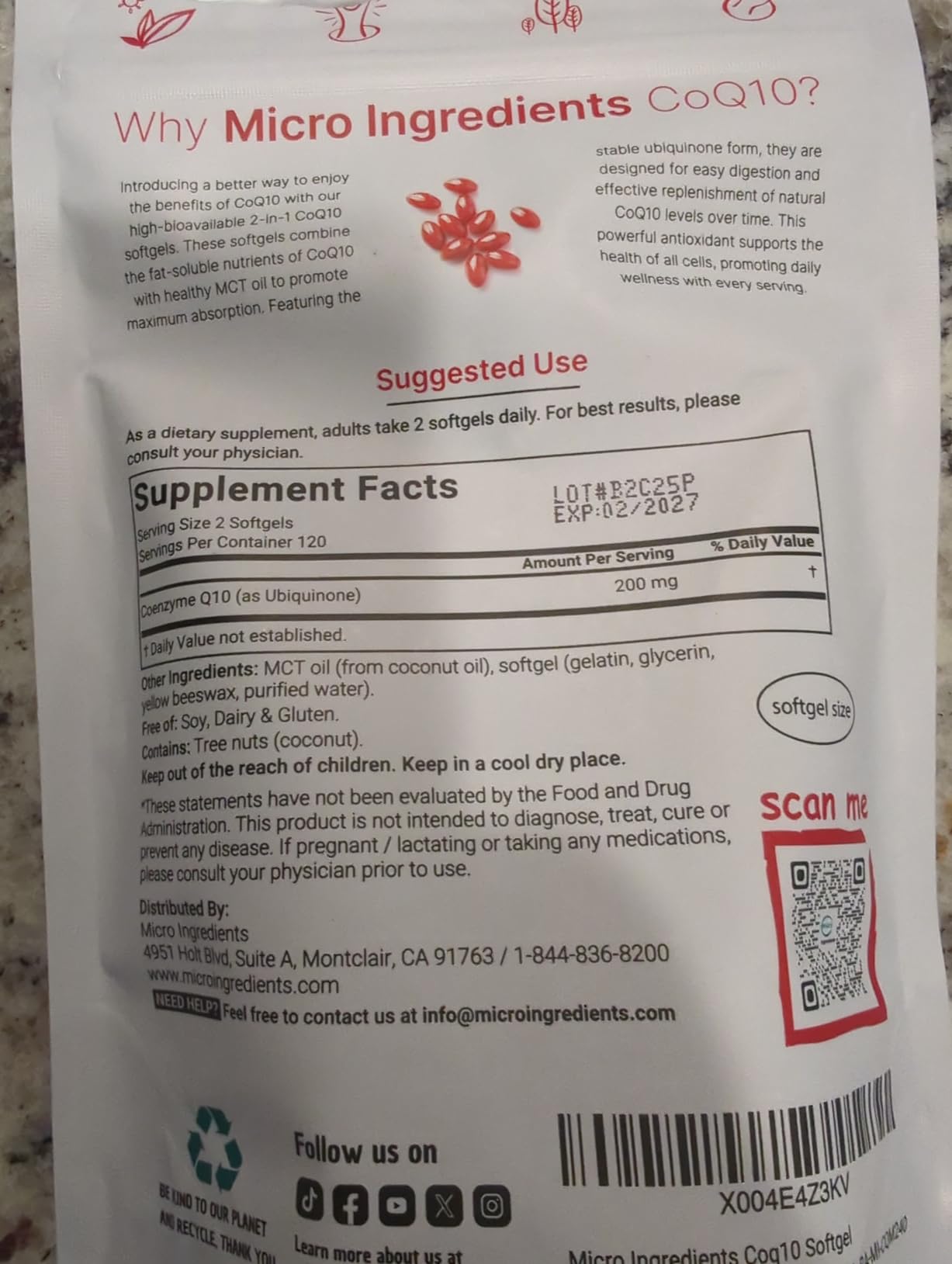 Micro Ingredients CoQ10 200mg Per Serving, 240 Softgels | Made with Coconut MCT Oil | Coenzyme Q10 (Ubiquinone) | Non-GMO customer photo 2