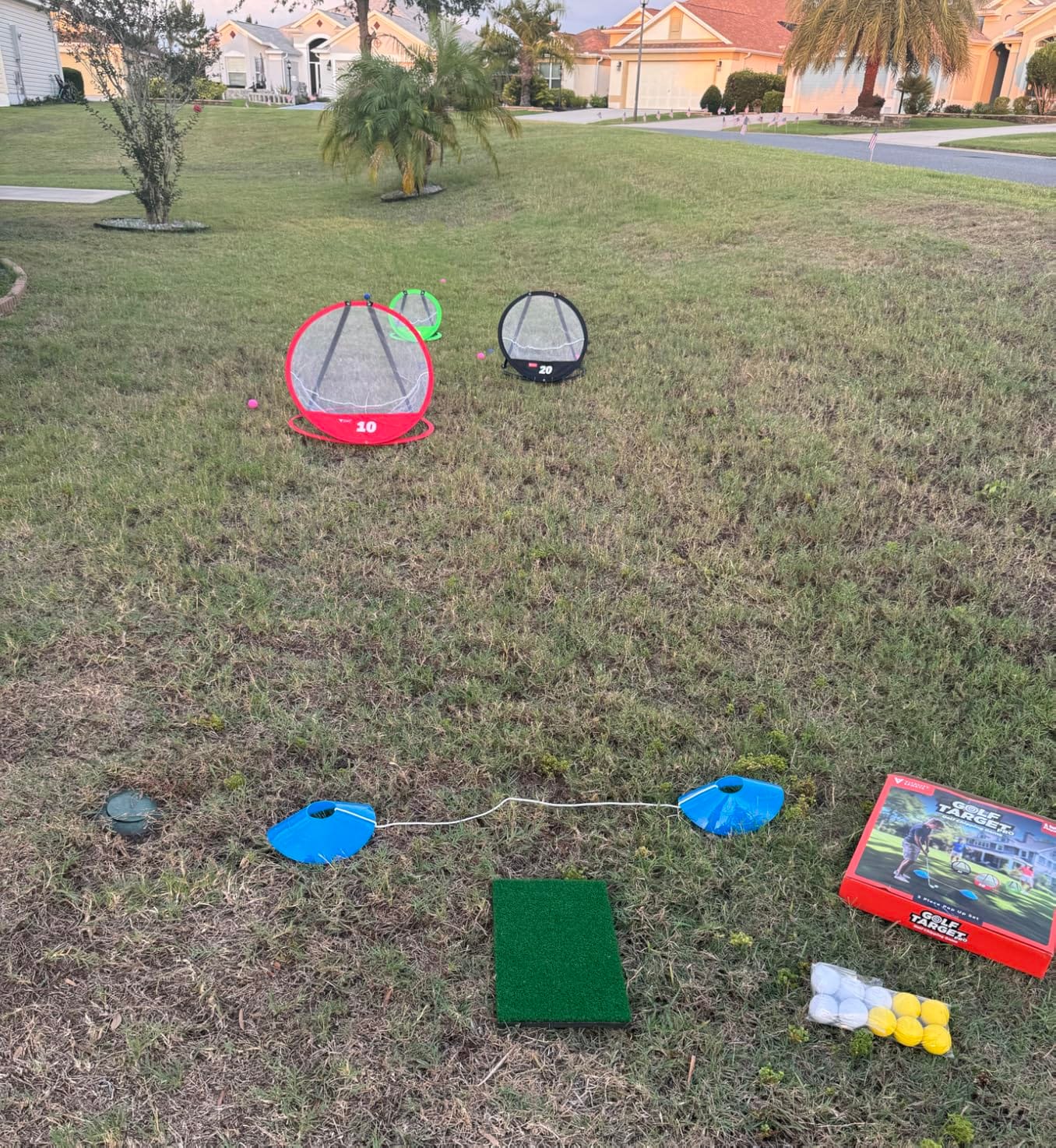 Vitality Sports Golf Chipping Net, 3PCS Pop-Up Golf Practice Net for Backyard, Indoor Outdoor Chipping Game with 3 Targets, 1 Hitting Mat, 20 Balls, Tee Box customer photo 2