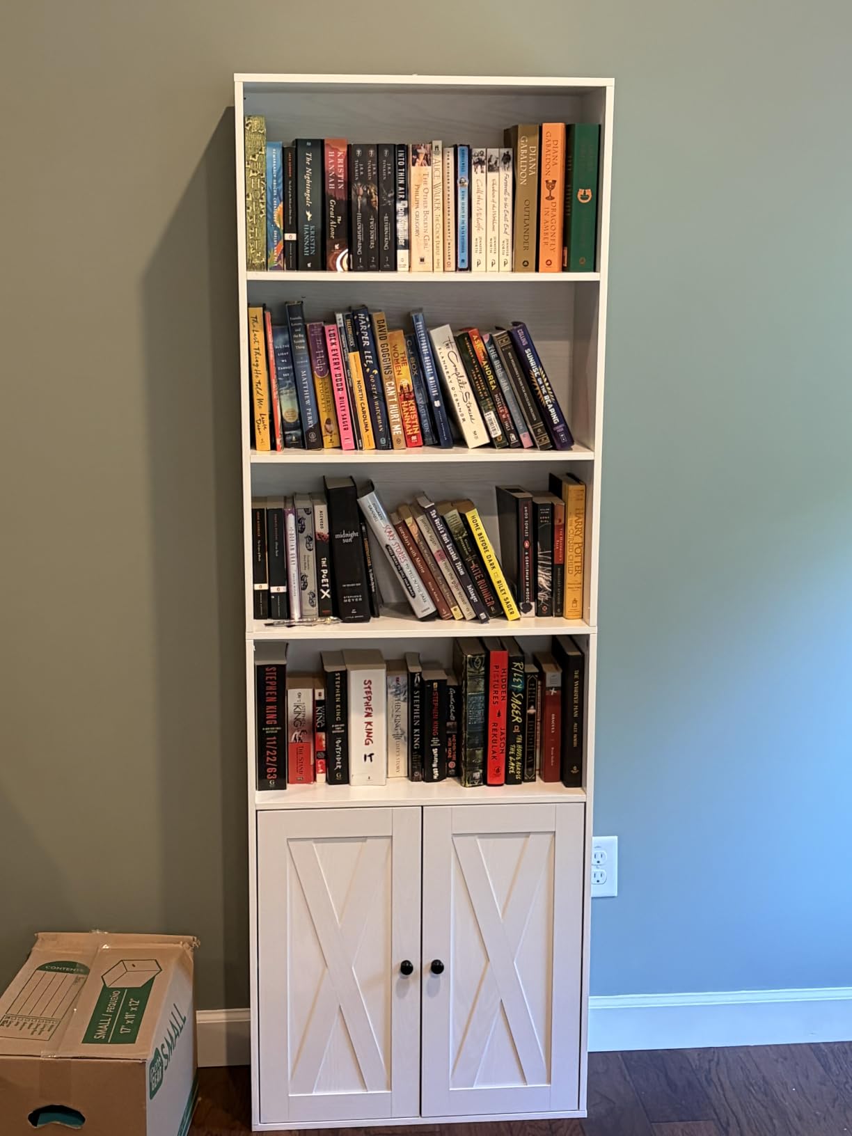Shintenchi Bookshelf, Industrial Bookshelves and Bookcases with Doors Floor Standing 6 Shelf Display Storage Shelves 70.9 inches Tall Bookcase for Home Office, Living Room (Black) customer photo 1