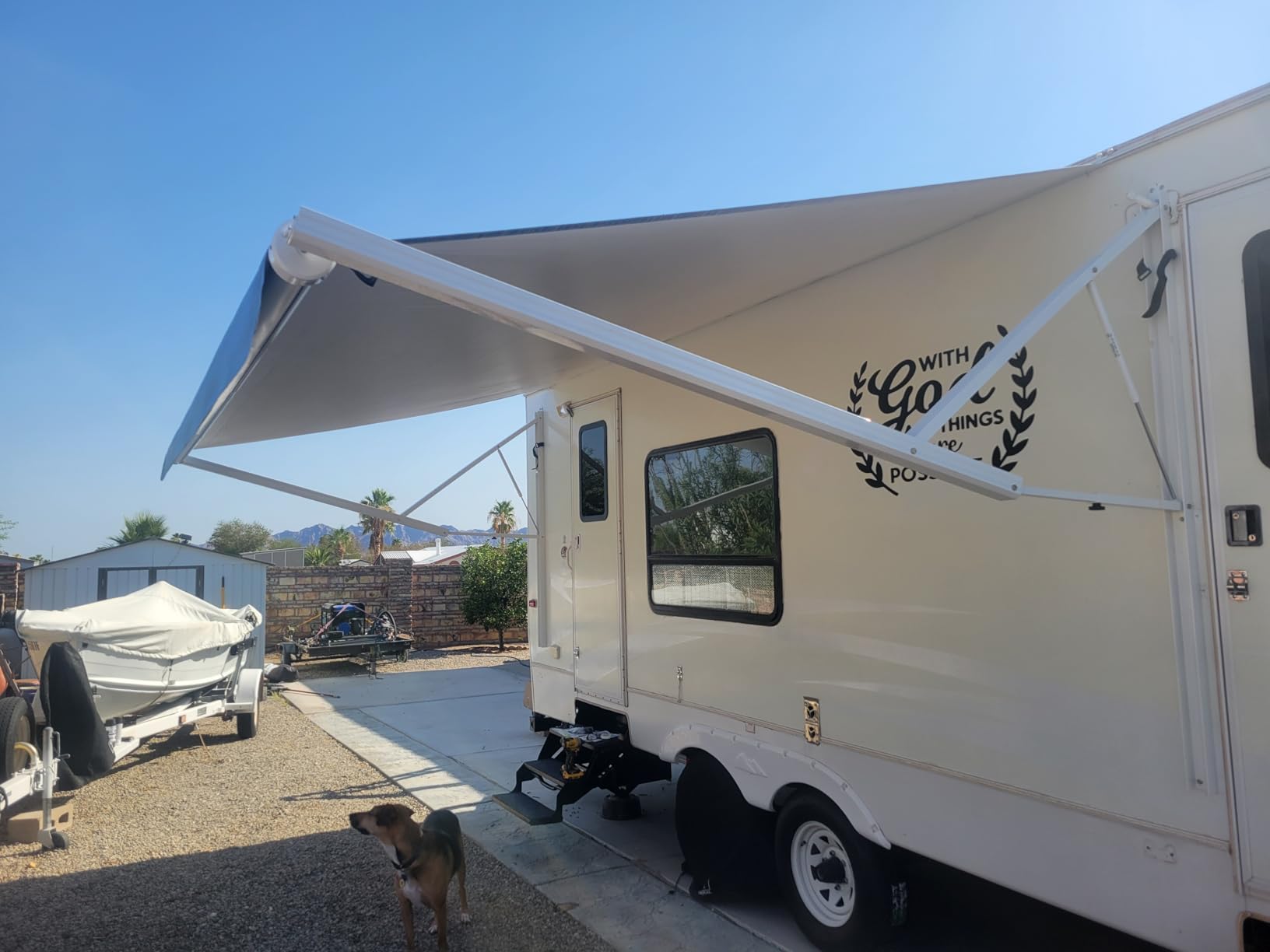 Suncode RV Awning for RV&Camper-Motorized RV Awning,Electric Camper Awning Complete Kit-10x8Ft-Black Frame &Black Fade customer photo 2