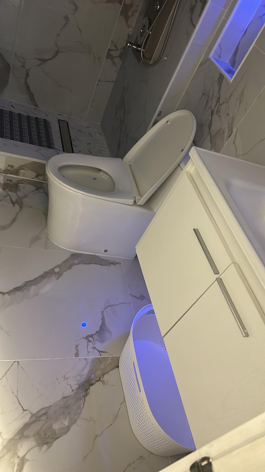 32 Inch Floating Bathroom Vanity with Sink, LED Lights & Cabinet, Black customer photo 2