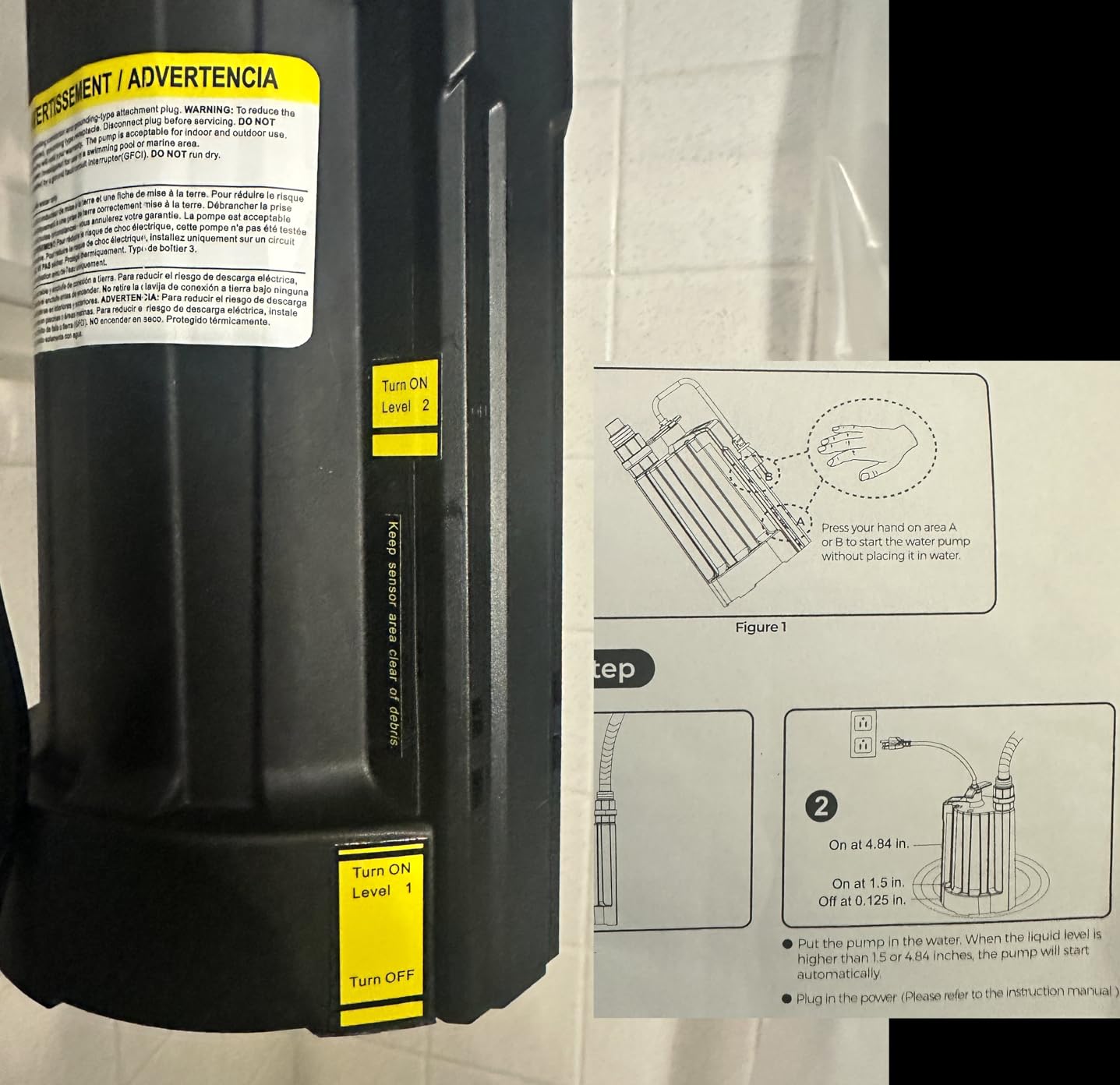 Acquaer 1/3 HP Automatic Submersible Water Pump, 2160 GPH Sump Pump, 115V customer photo 1
