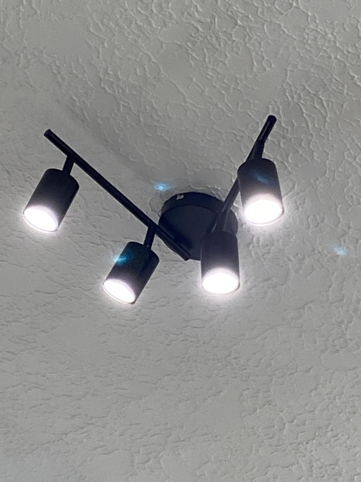 LED 4 Light Track Lighting Kit, Black Ceiling Spotlights, Modern Track Light Fixture with Flexibly Rotatable Light Heads for Kitchen, Living Room, Bedroom, Includes 4 x GU10 Bulb customer photo 1
