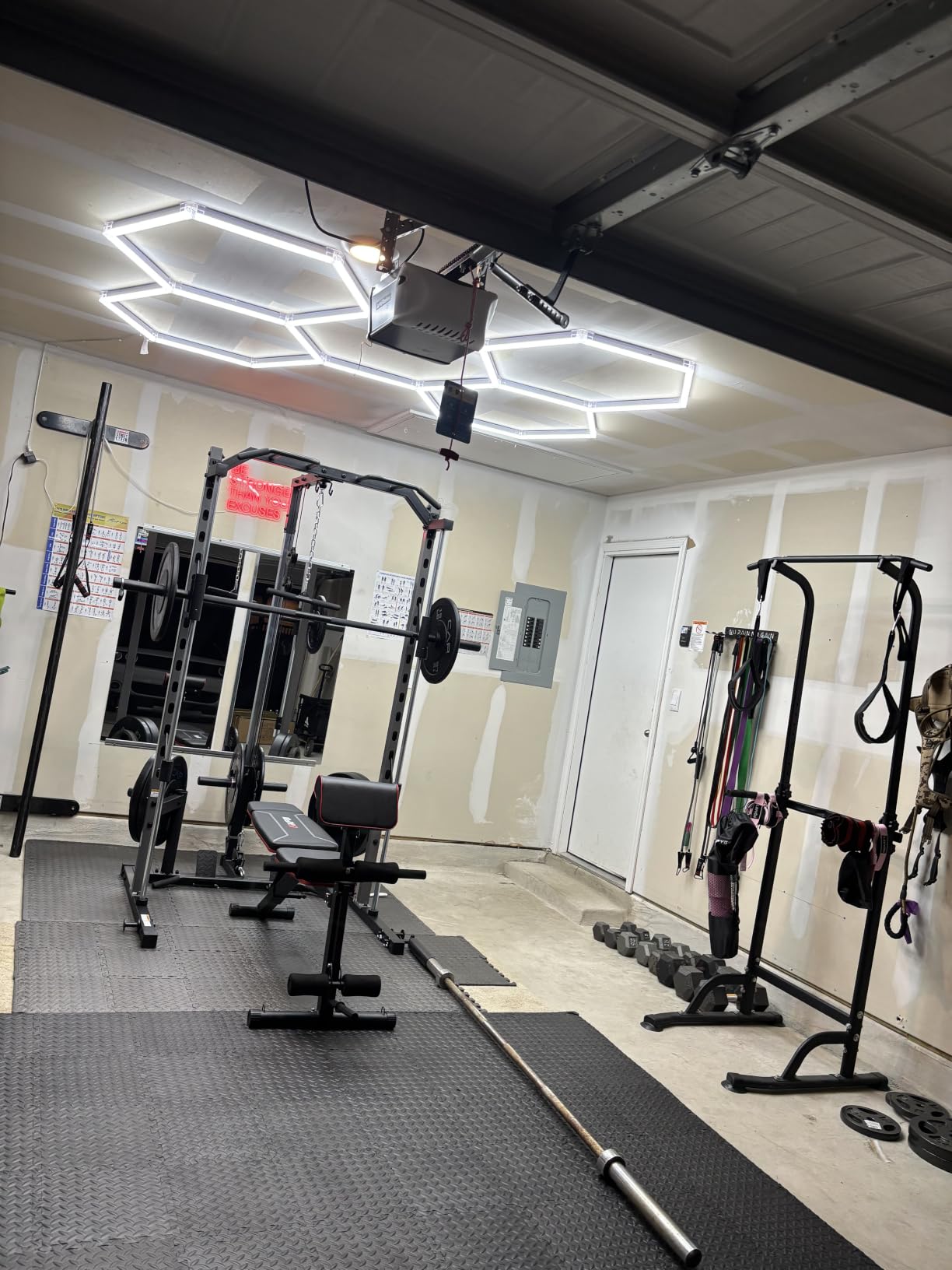 OPPSDECOR All-in-One Smith Machine for Home Gym, 1400LBS Multi-Functional Power Cage Squat Rack with LAT Pulldown System, Cable Machine & Barbell Bar - Strength Training Equipment with Attachments customer photo 2