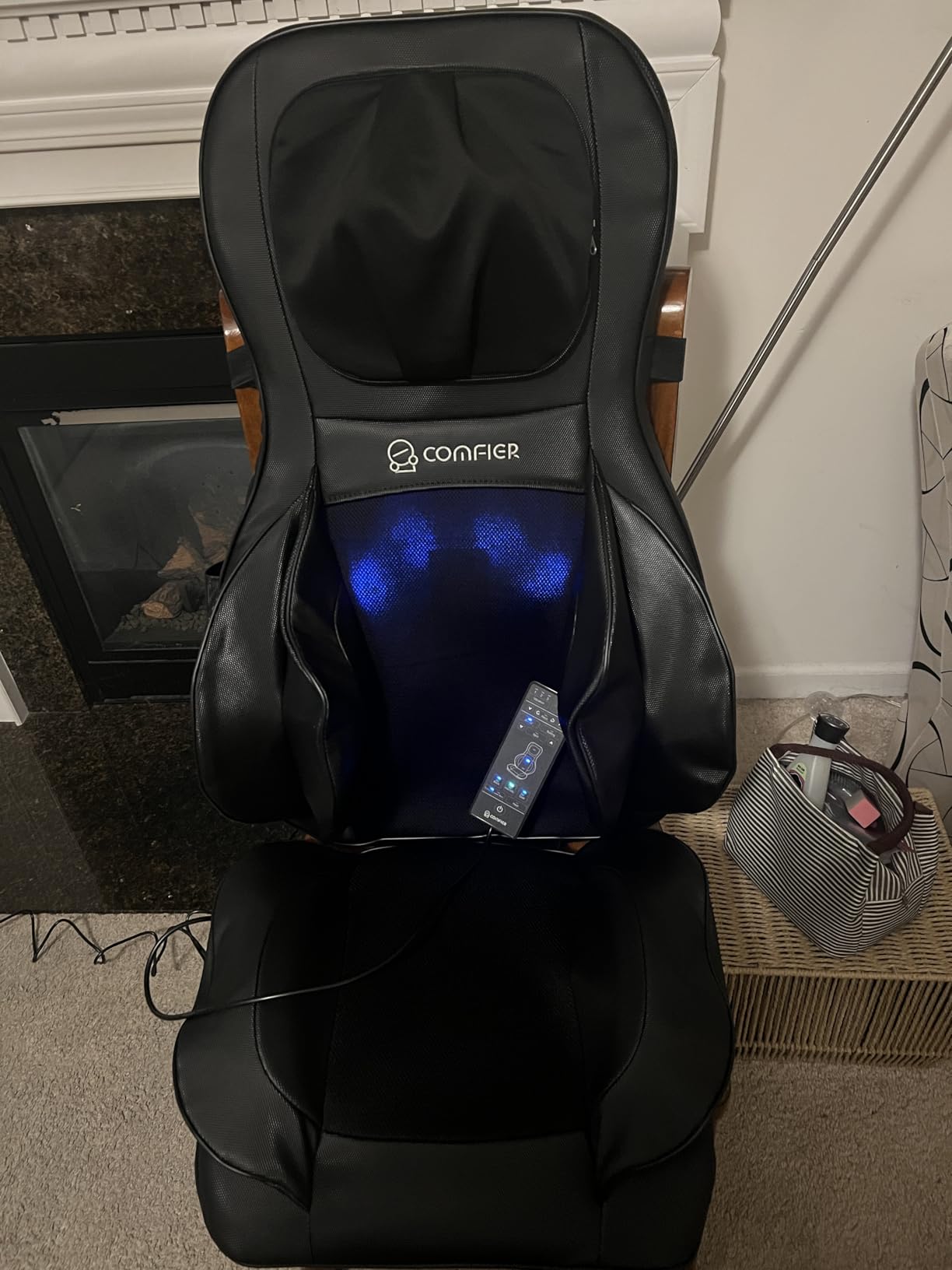 COMFIER Shiatsu Neck Back Massager with Heat,2D/3D Massage Chair Pad with App Control,Deep Tissue Kneading Massage Chair Pad with Compression,Adjustable Back Coverage,Black customer photo 1