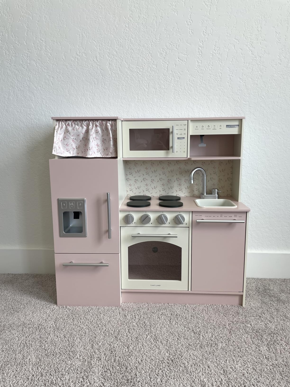 Tiny Land Wooden Play Kitchen for Toddlers, Kids Play Toy Kitchen Set | with Realistic Accessories Storage Fridge, Stove, Microwave, Coffee Station, Birthday Gift for Boys Girls Ages 3+, White customer photo 2