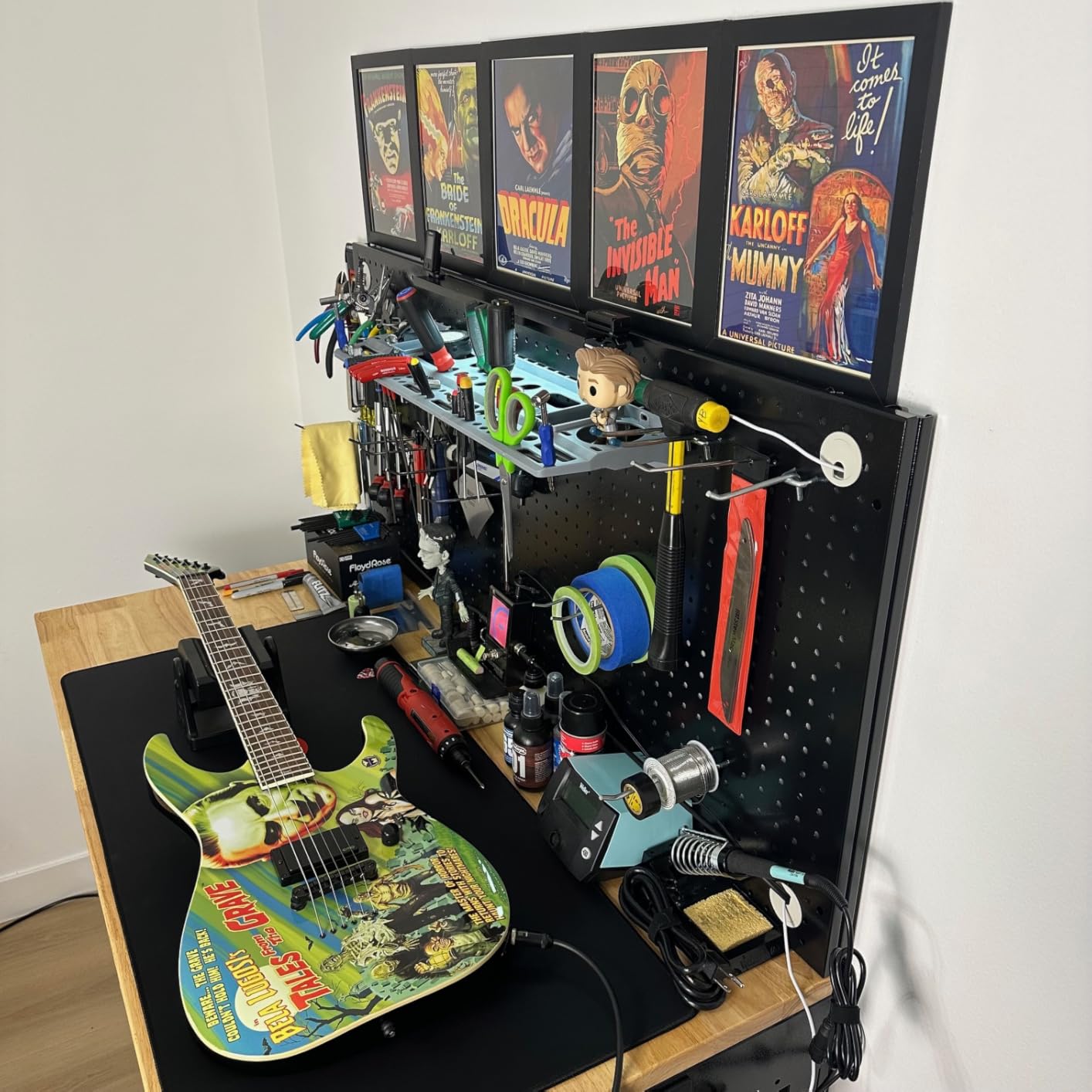 CAMMOO 48x24 Inch Garage Work Bench with Storage, Pegboard & Power Strip | Heavy Duty Adjustable Workbench With 2000 lb Load, Rubberwood Top, LED Light & ETL Outlets customer photo 1