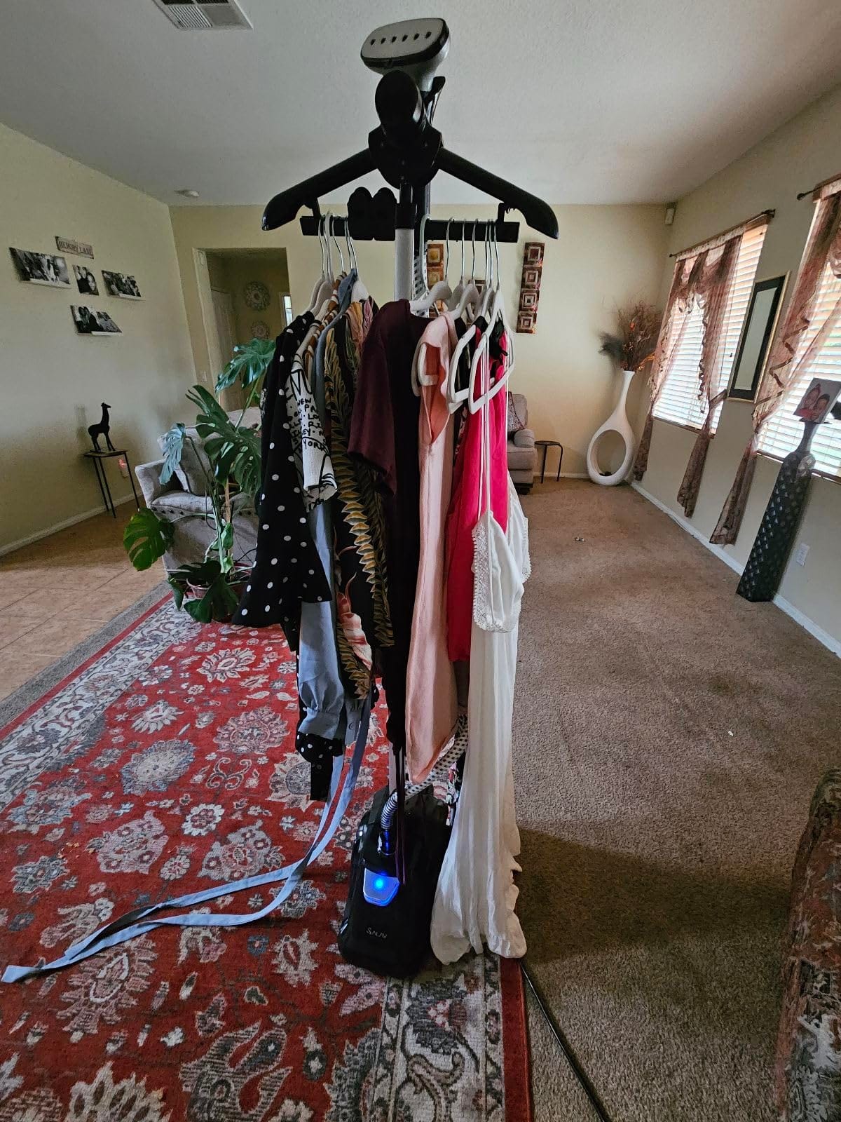 SALAV Commercial-Grade Standing Garment Steamer for Clothes with Auto-Off Safety, 1800W Powerful Steam, X-Large 3L Water Tank, 90-Min Continuous Use, Pedal-Control System (Navy) customer photo 1